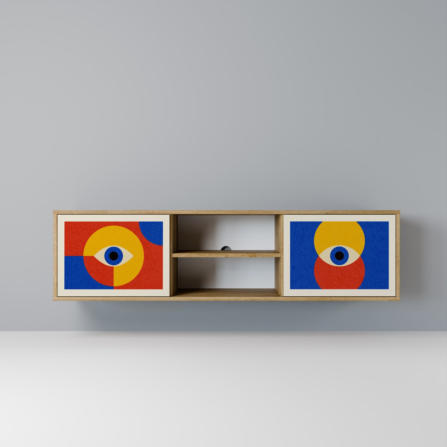 Mobile TV GEOMETRIC EYES a 2 ante in effetto rovere