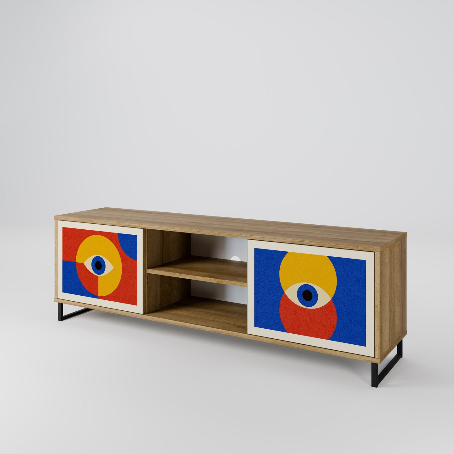Mobile TV GEOMETRIC EYES a 2 ante in effetto rovere