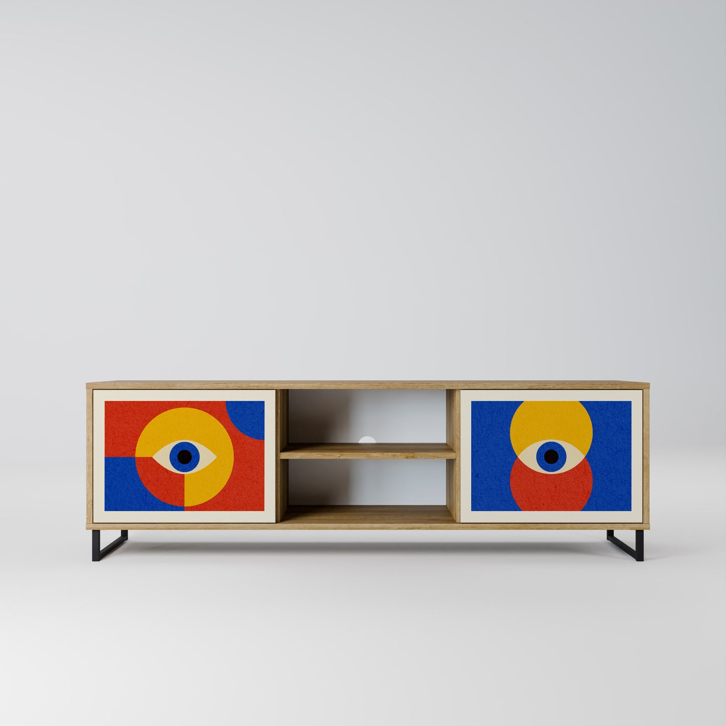 Mobile TV GEOMETRIC EYES a 2 ante in effetto rovere