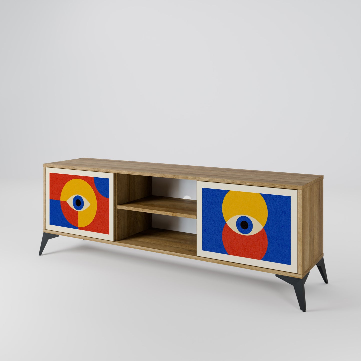 Mobile TV GEOMETRIC EYES a 2 ante in effetto rovere