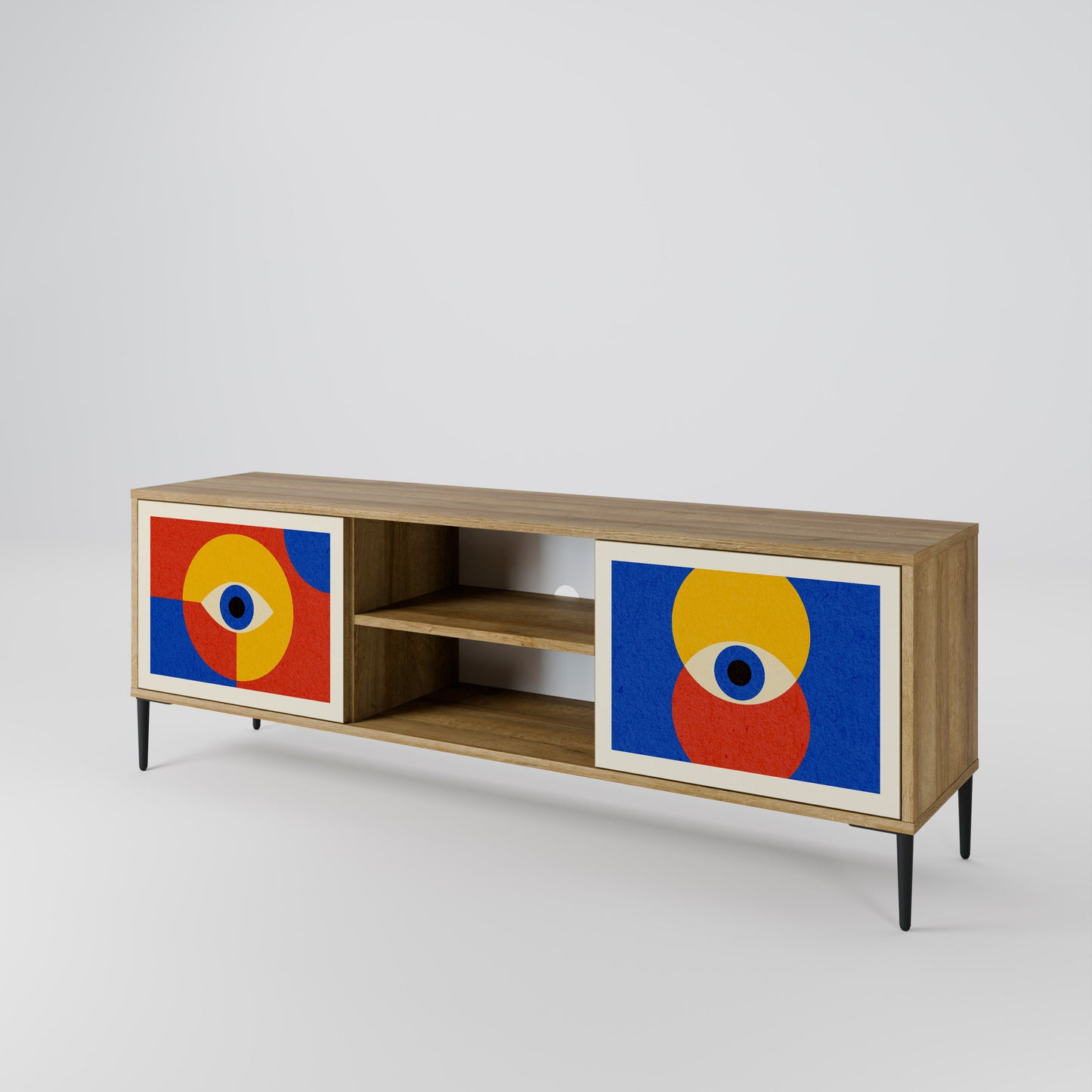 Mobile TV GEOMETRIC EYES a 2 ante in effetto rovere