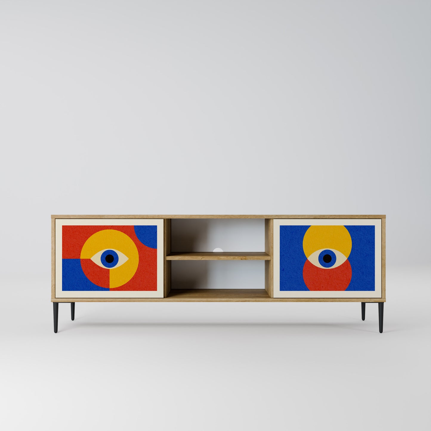 Mobile TV GEOMETRIC EYES a 2 ante in effetto rovere