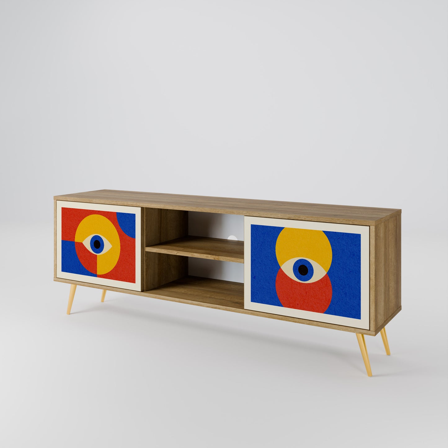 Mobile TV GEOMETRIC EYES a 2 ante in effetto rovere