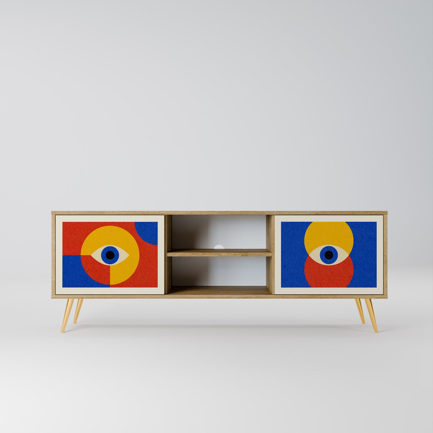Mobile TV GEOMETRIC EYES a 2 ante in effetto rovere
