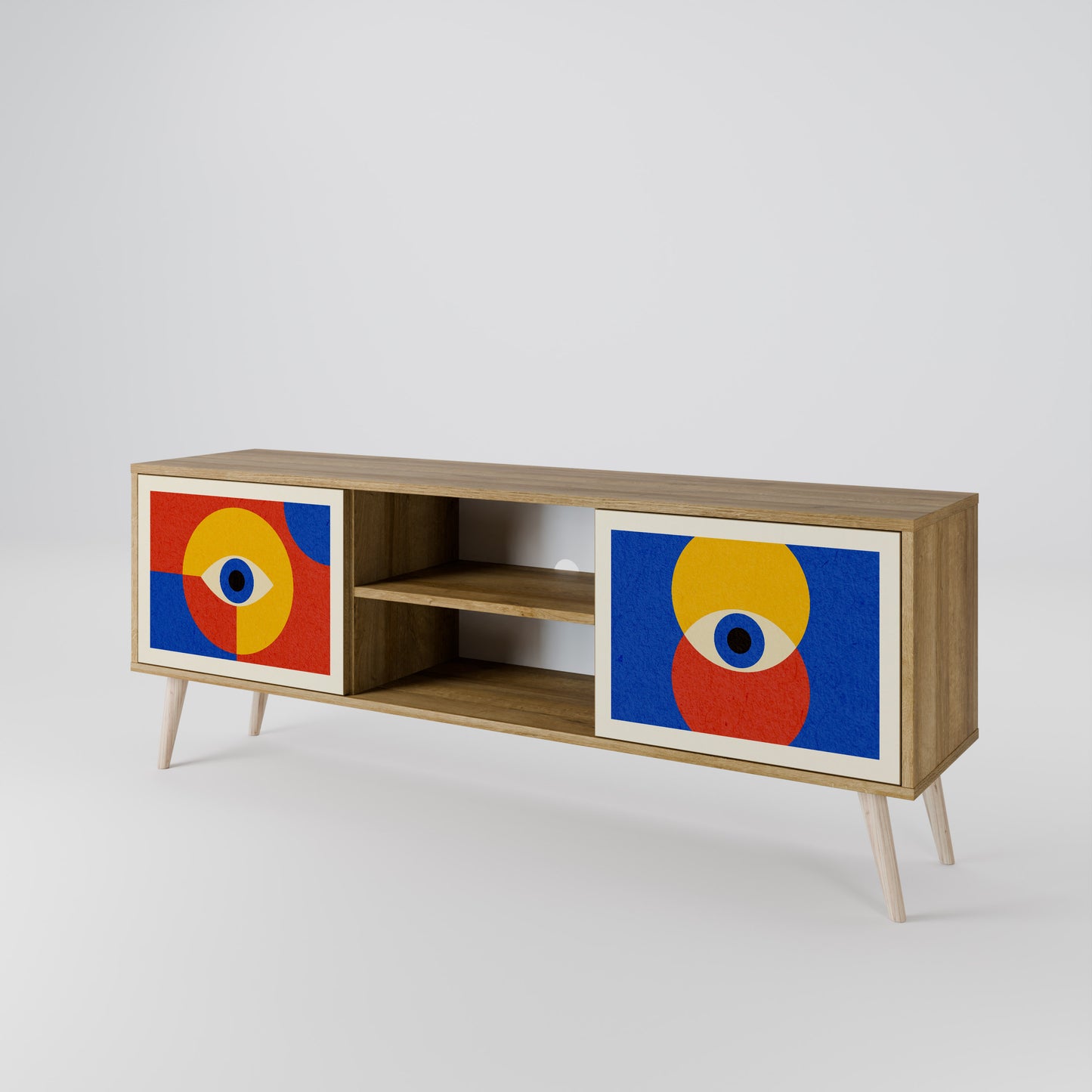 Mobile TV GEOMETRIC EYES a 2 ante in effetto rovere