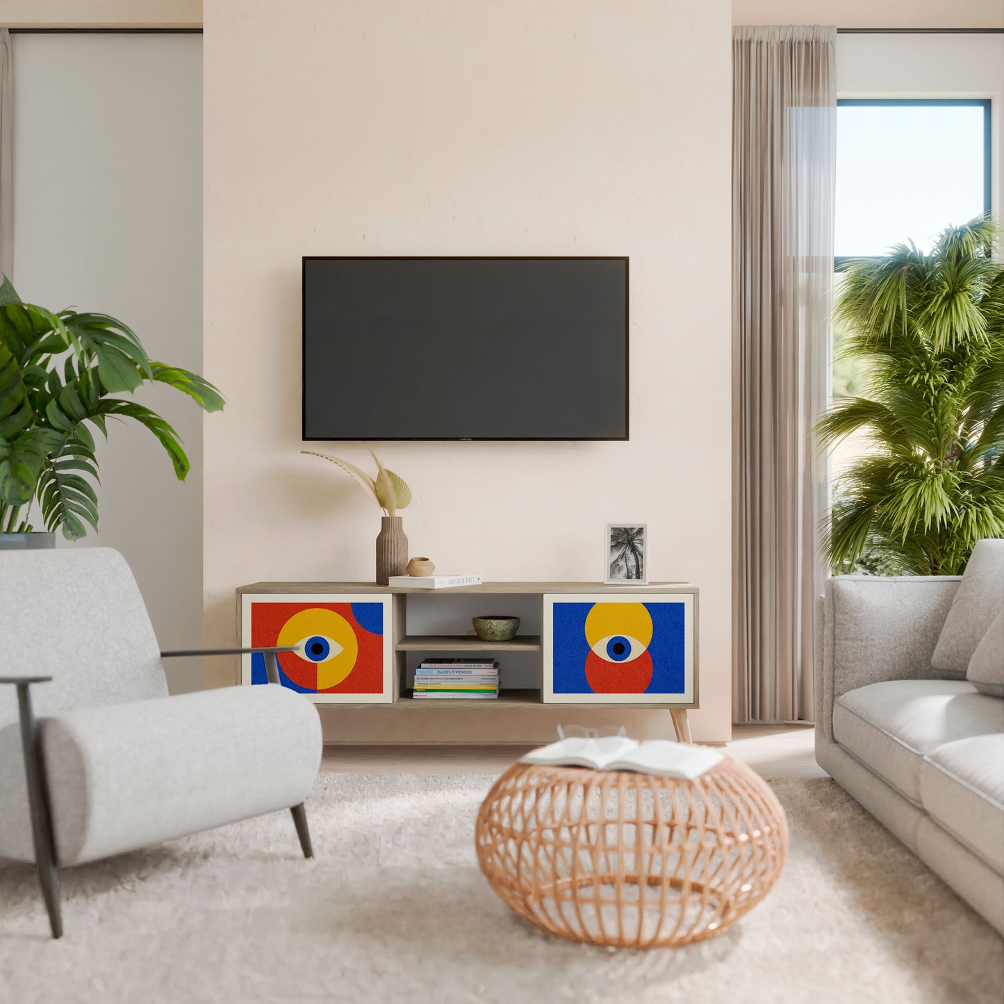 Mobile TV GEOMETRIC EYES a 2 ante in effetto rovere