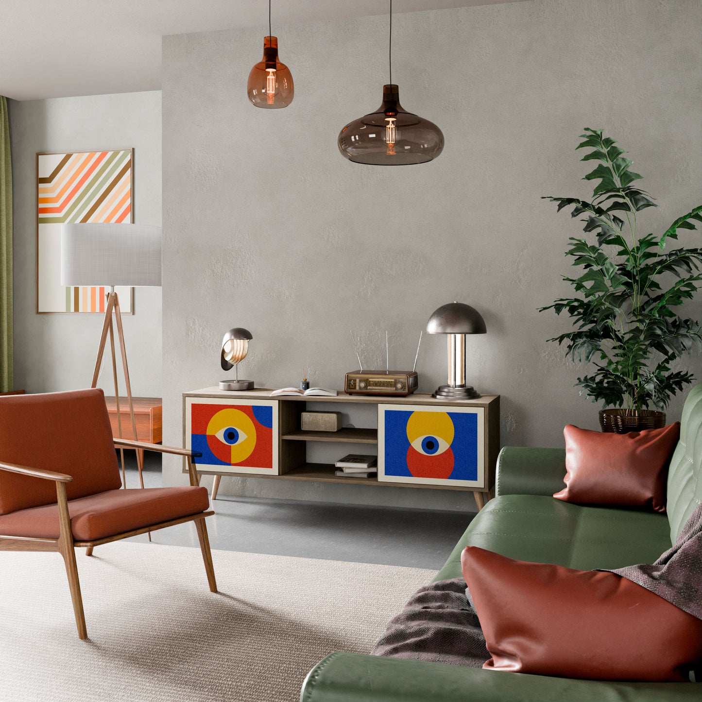 Mobile TV GEOMETRIC EYES a 2 ante in effetto rovere