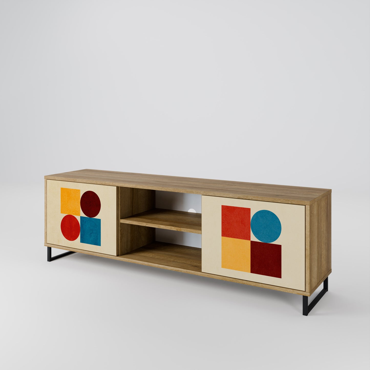 Mobile TV a 2 ante GEOMETRIC PUZZLE in effetto rovere