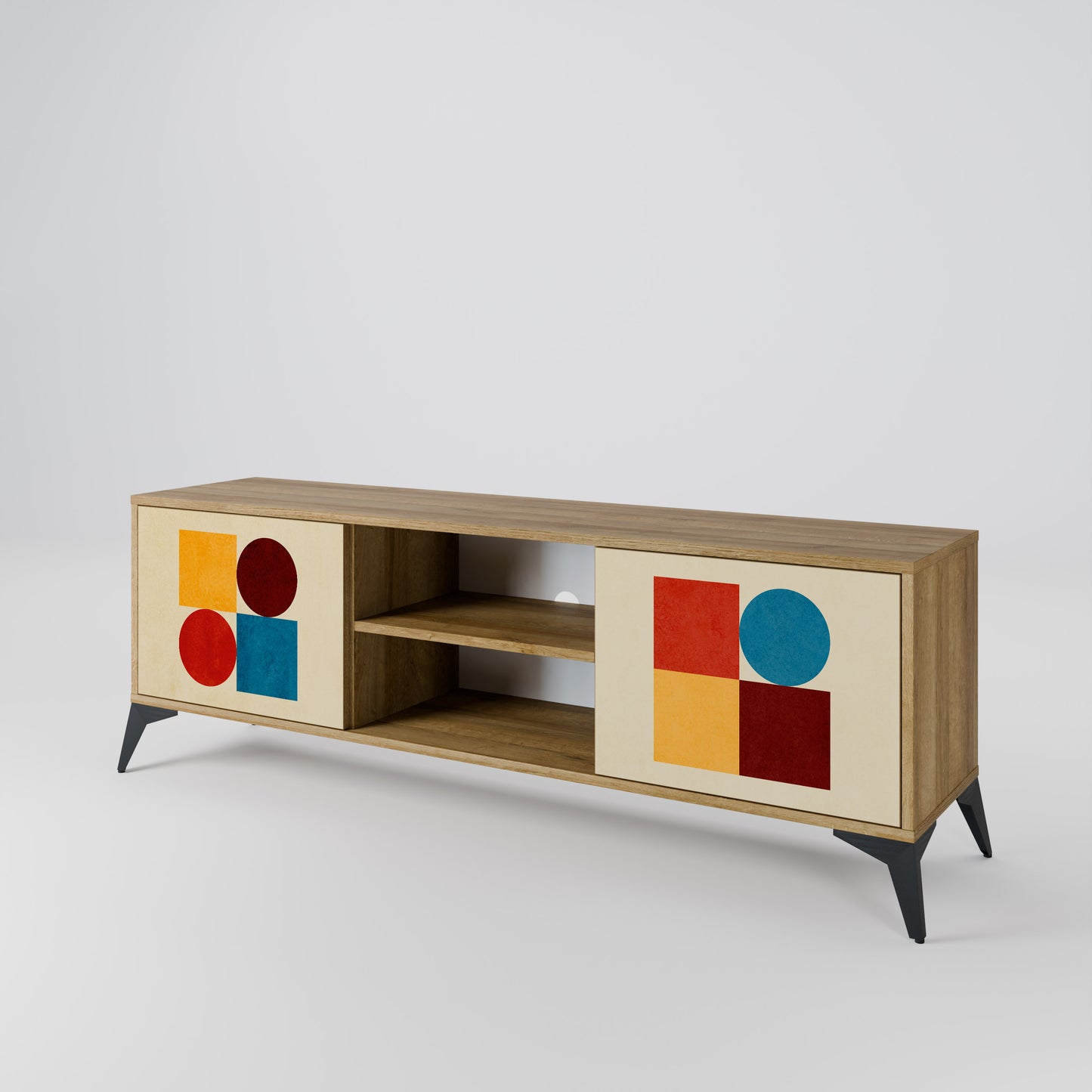Mobile TV a 2 ante GEOMETRIC PUZZLE in effetto rovere