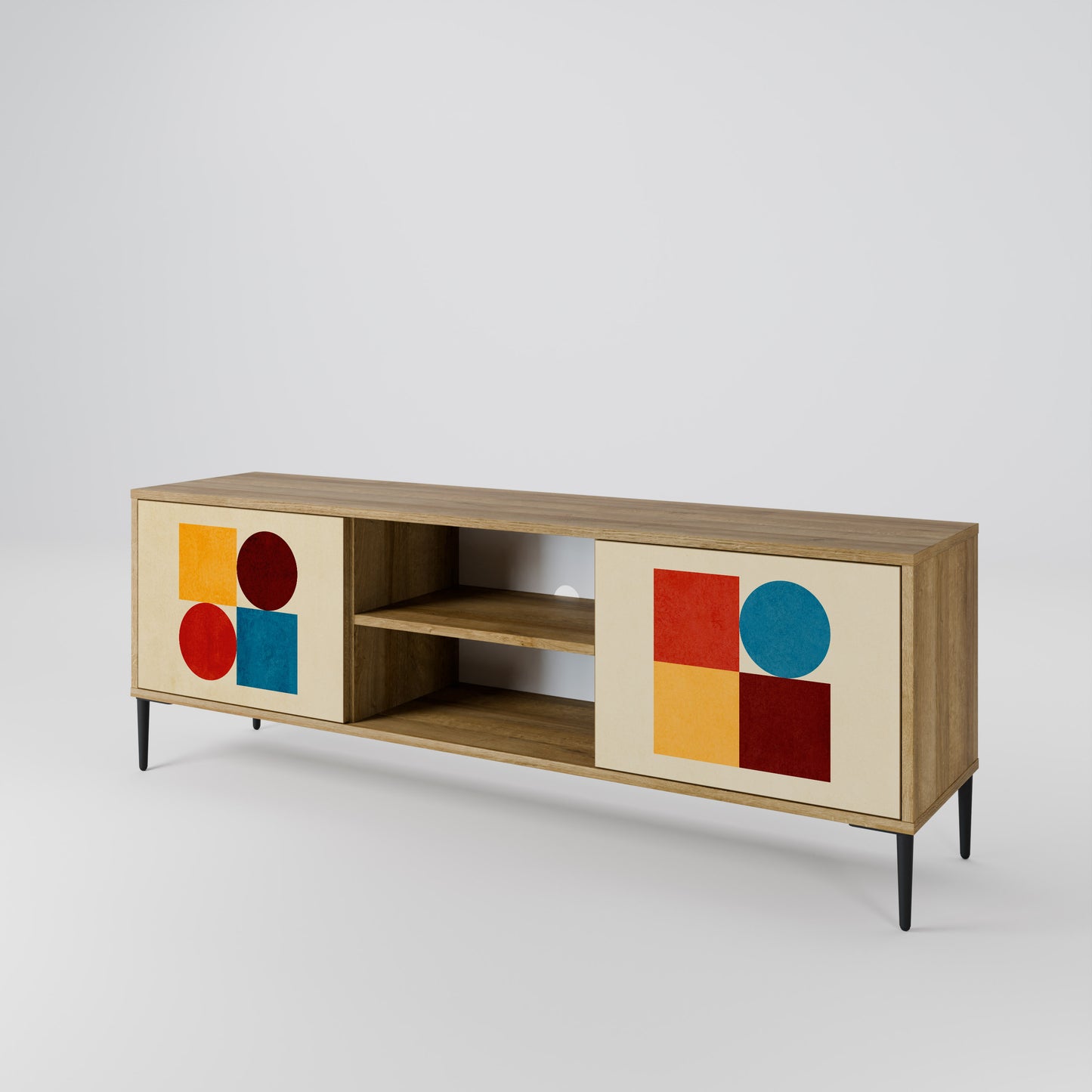 Mobile TV a 2 ante GEOMETRIC PUZZLE in effetto rovere