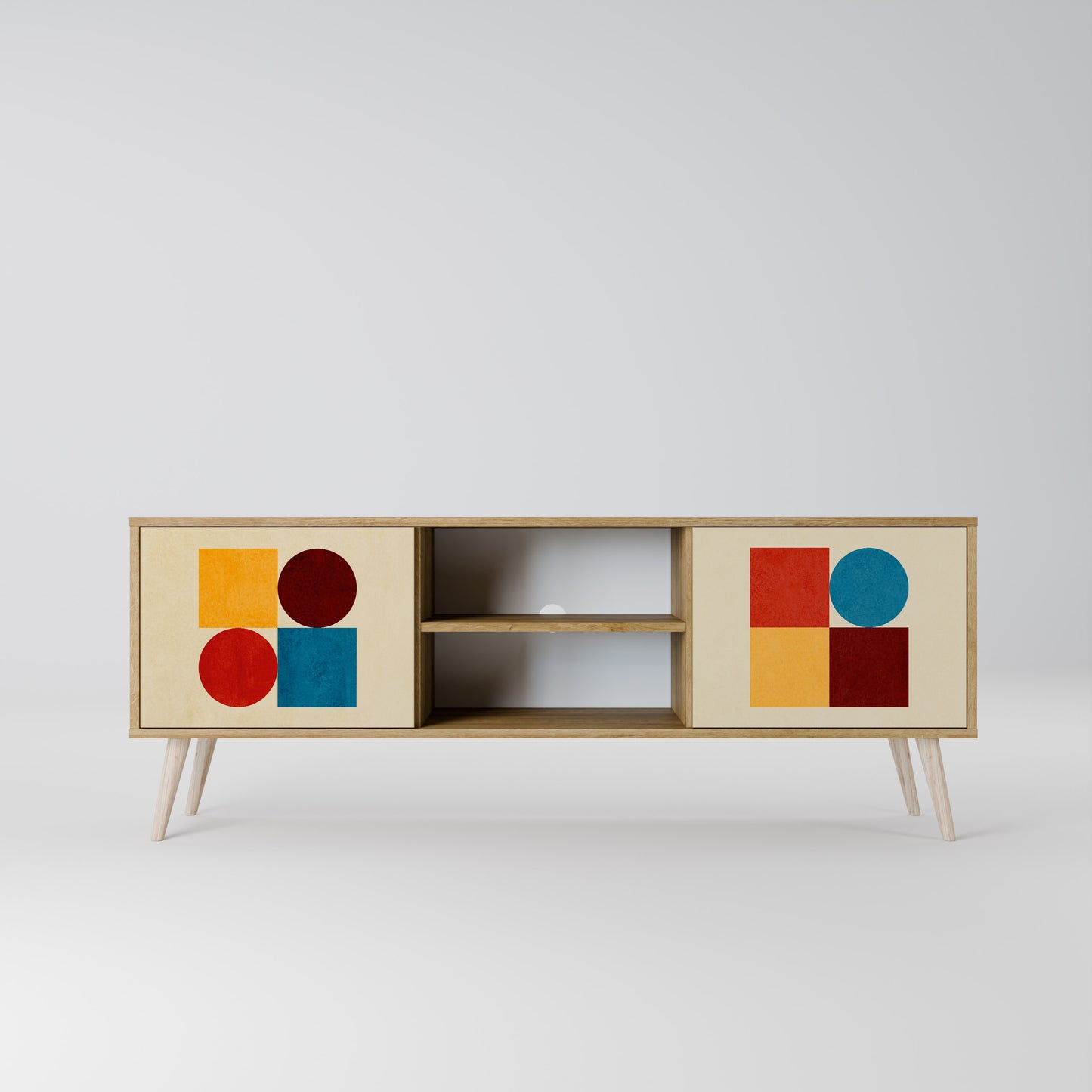 Mobile TV a 2 ante GEOMETRIC PUZZLE in effetto rovere