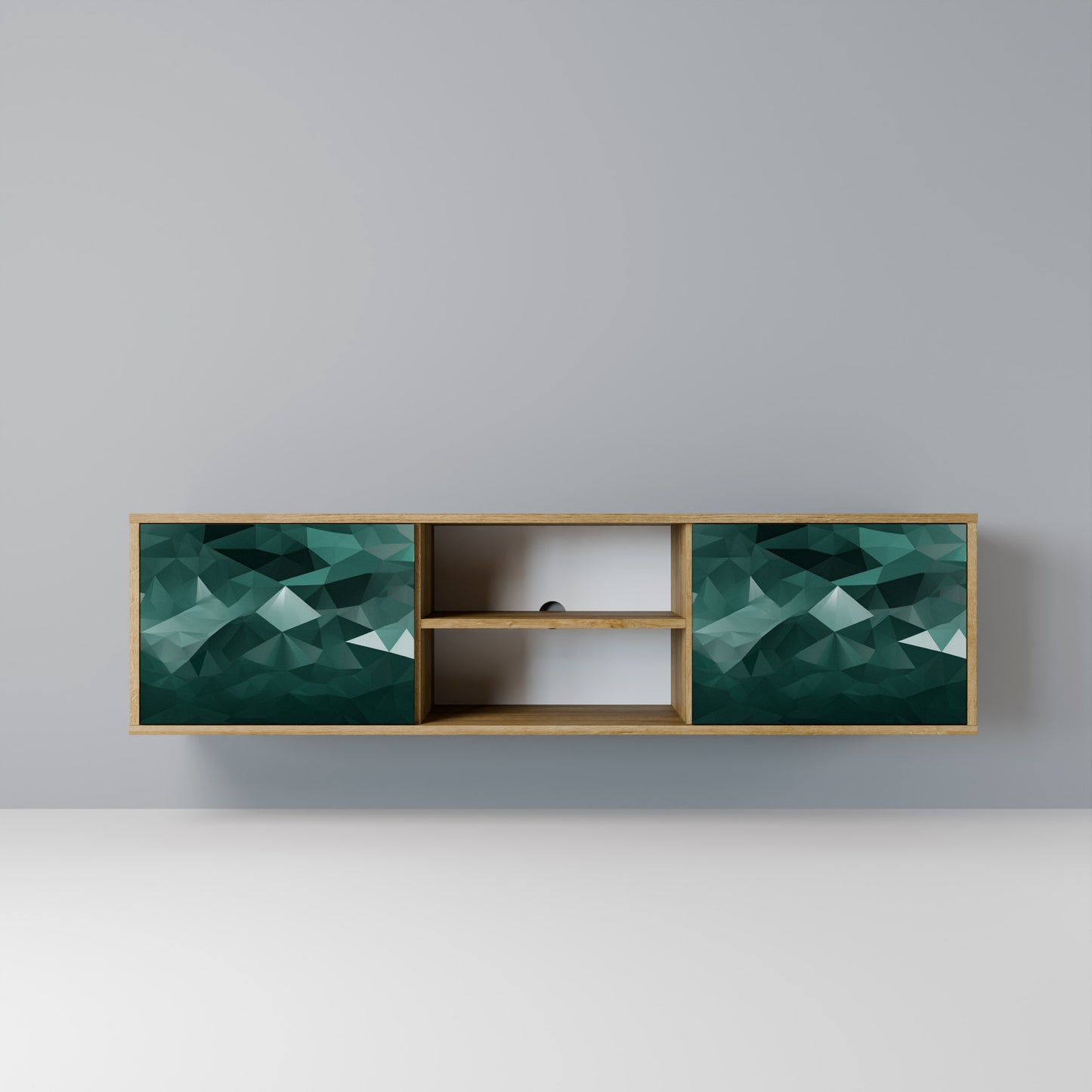 Mobile TV POLYGONALE FLUTTUANTE a 2 ante in effetto rovere