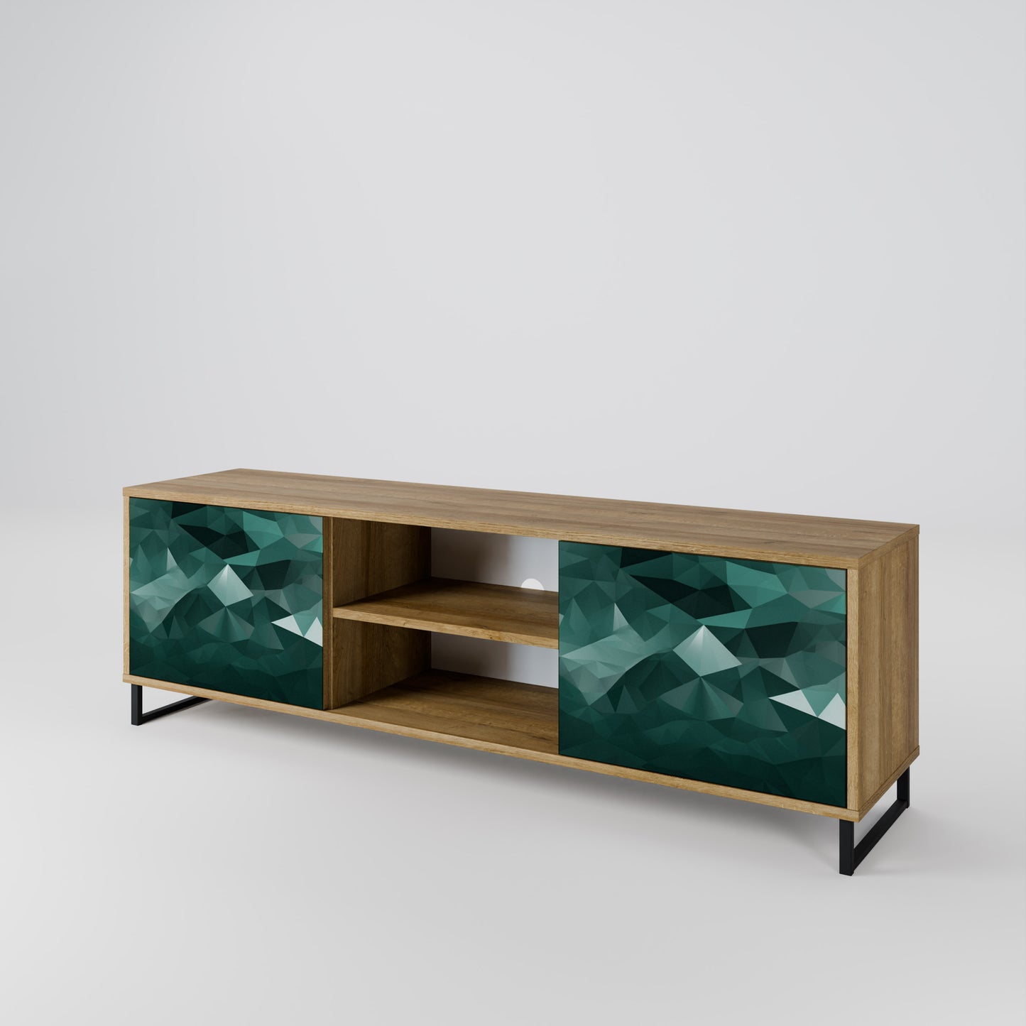 Mobile TV POLYGONALE FLUTTUANTE a 2 ante in effetto rovere