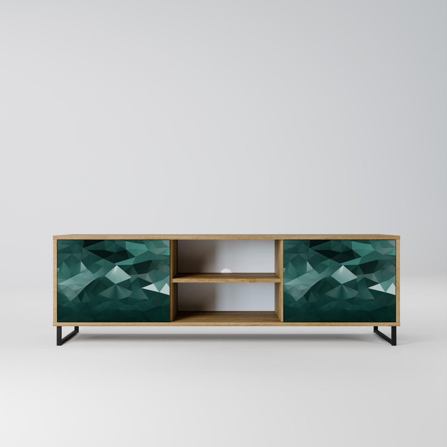 Mobile TV POLYGONALE FLUTTUANTE a 2 ante in effetto rovere