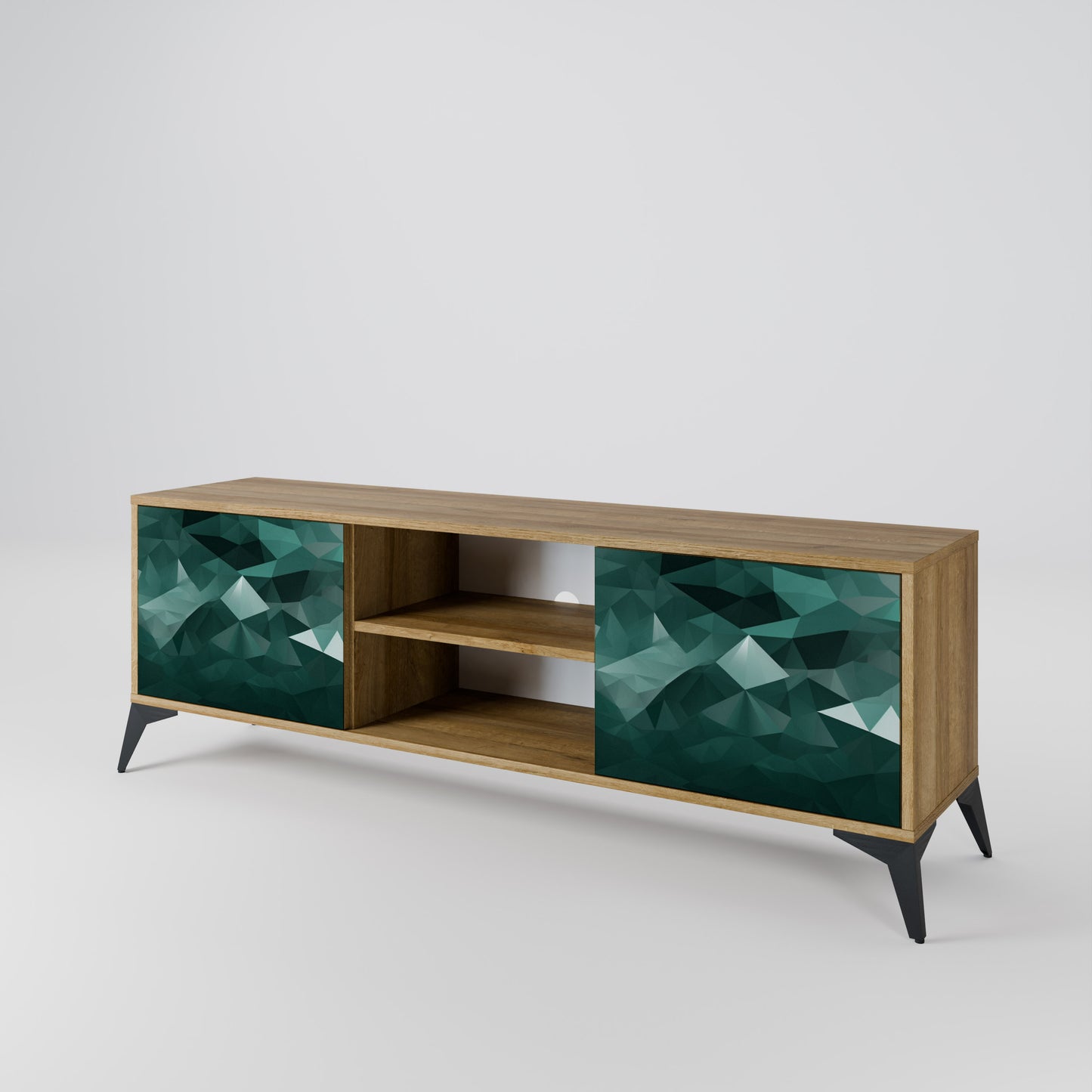 Mobile TV POLYGONALE FLUTTUANTE a 2 ante in effetto rovere