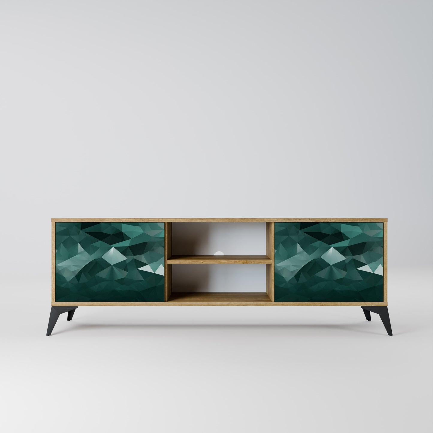Mobile TV POLYGONALE FLUTTUANTE a 2 ante in effetto rovere