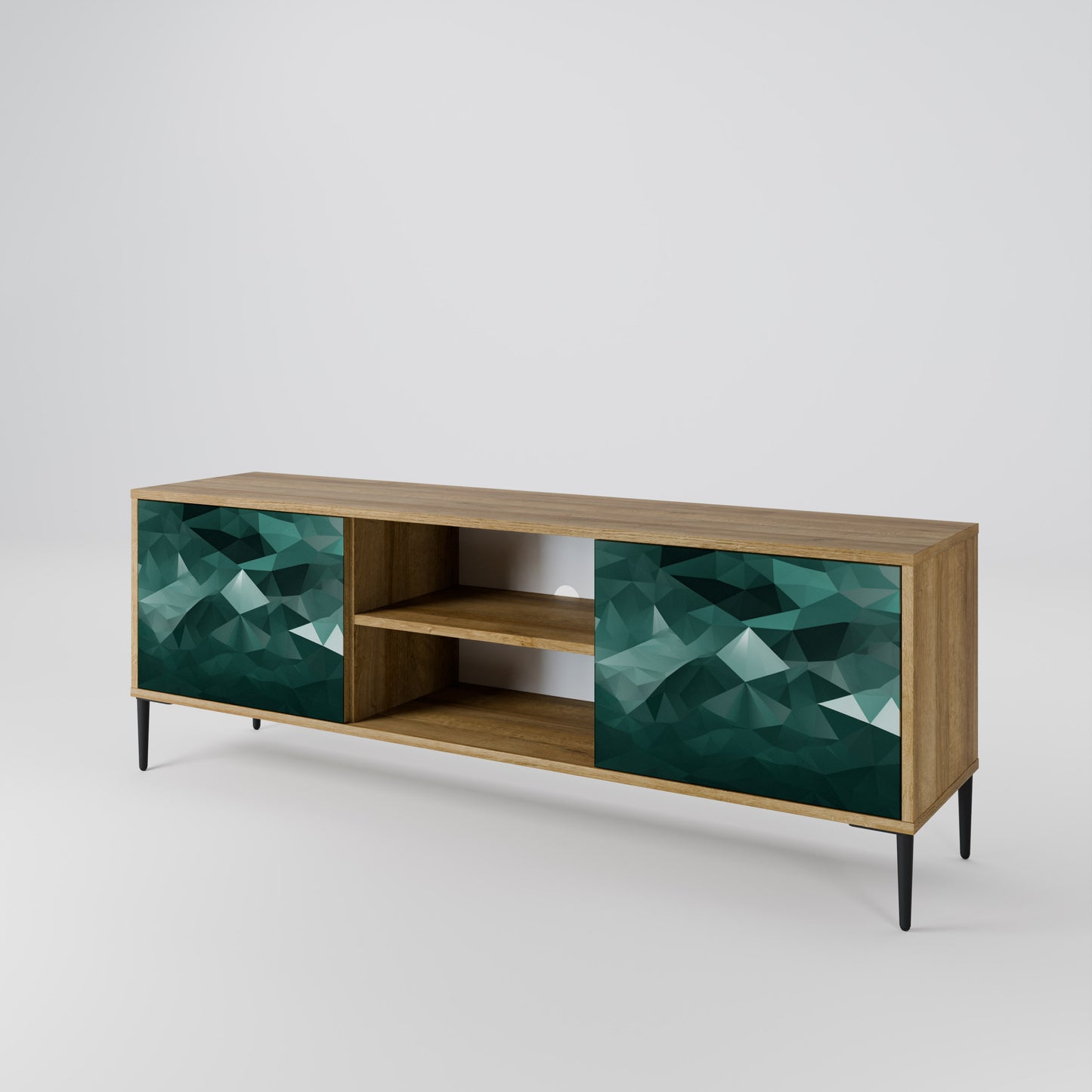 Mobile TV POLYGONALE FLUTTUANTE a 2 ante in effetto rovere