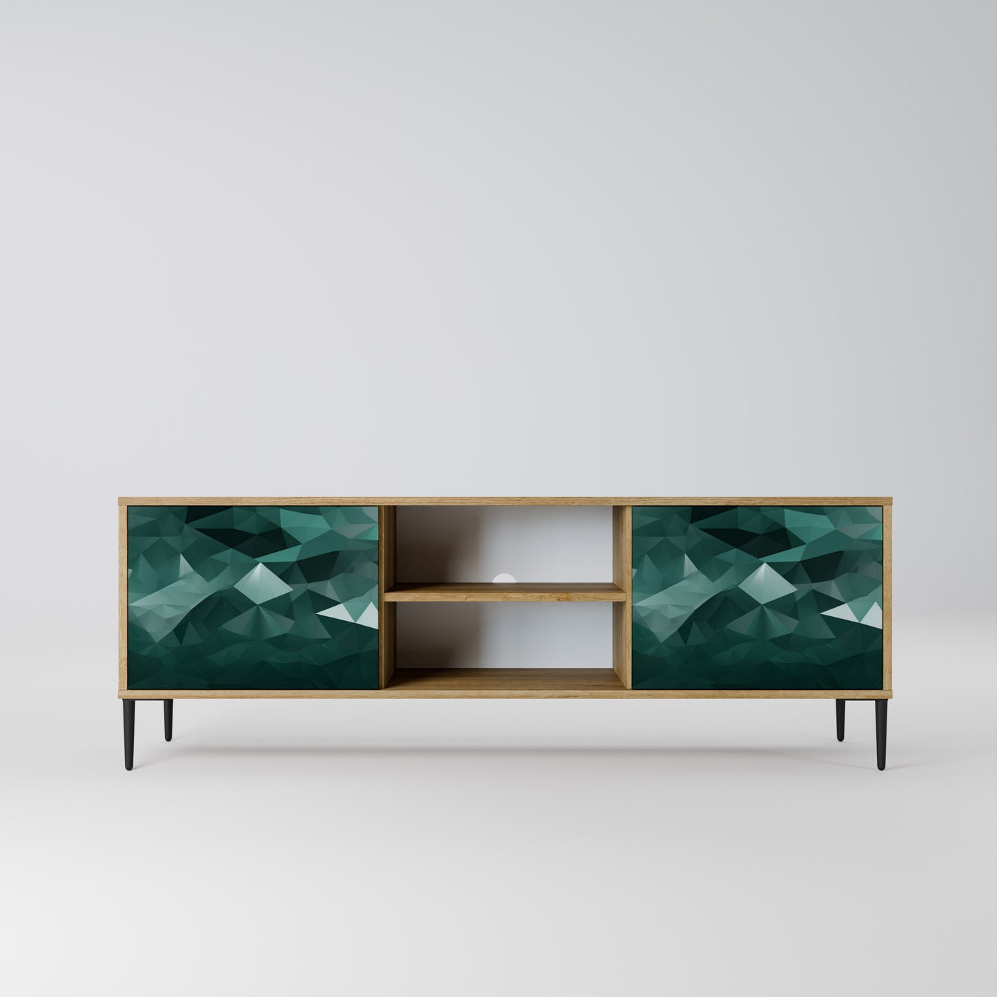 Mobile TV POLYGONALE FLUTTUANTE a 2 ante in effetto rovere