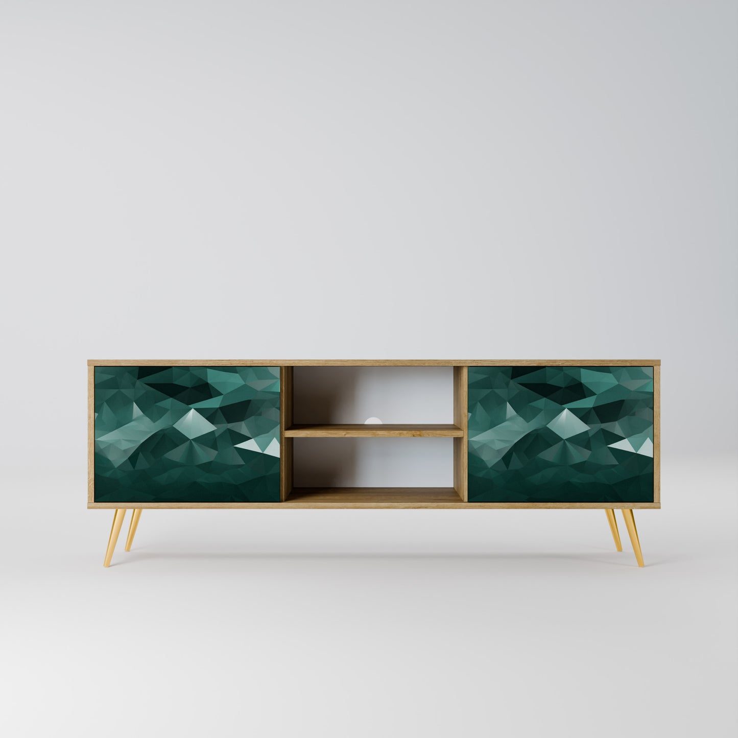 Mobile TV POLYGONALE FLUTTUANTE a 2 ante in effetto rovere