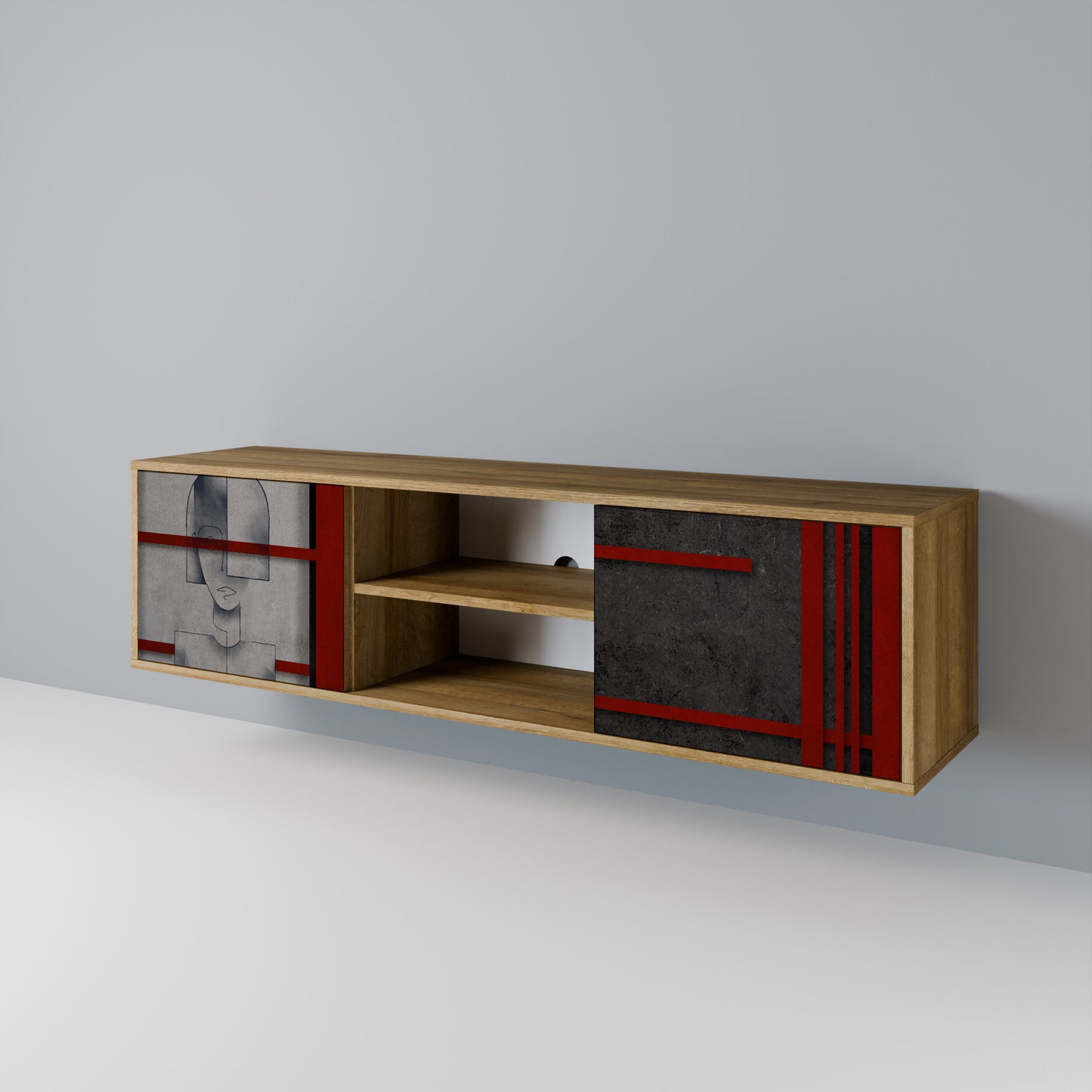 Mobile TV a 2 ante GRAY FIGURES in effetto rovere