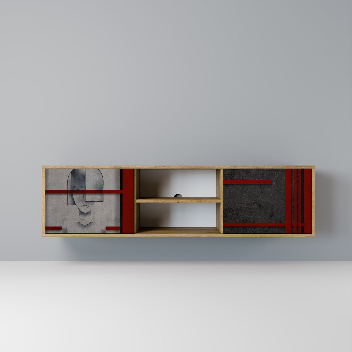 Mobile TV a 2 ante GRAY FIGURES in effetto rovere