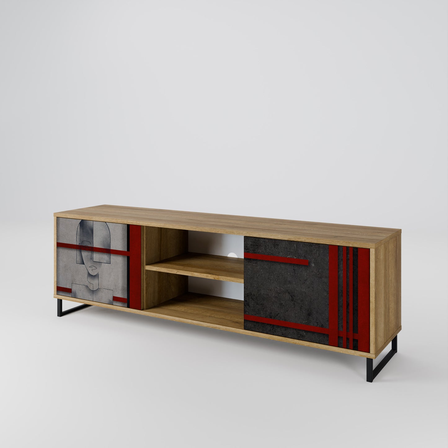 Mobile TV a 2 ante GRAY FIGURES in effetto rovere