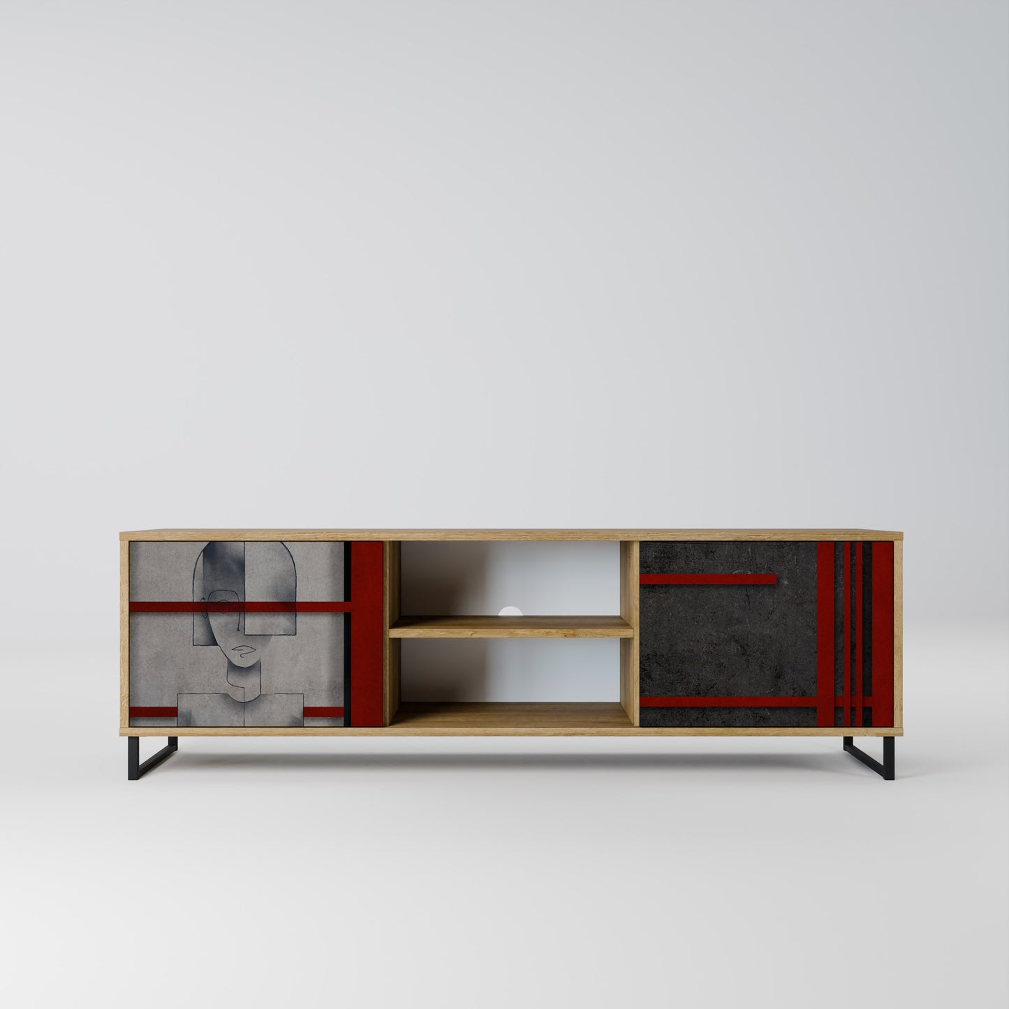 Mobile TV a 2 ante GRAY FIGURES in effetto rovere