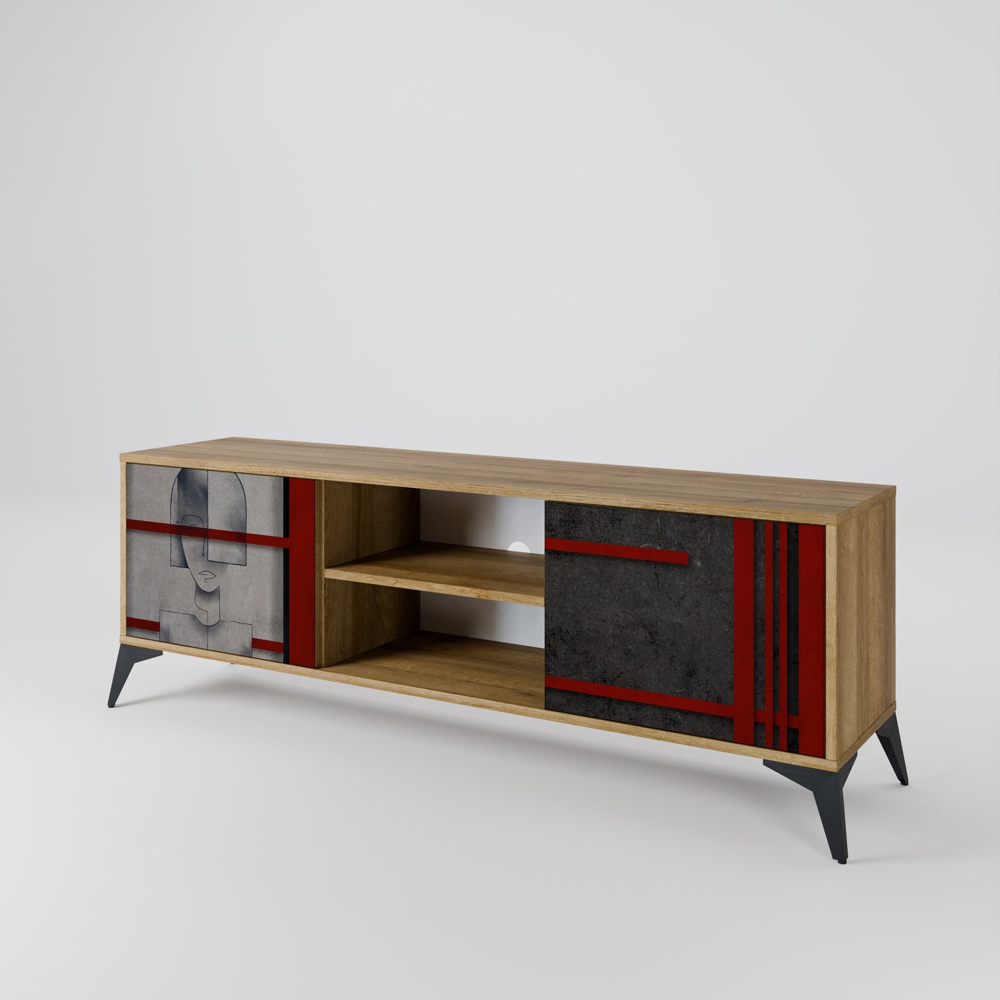Mobile TV a 2 ante GRAY FIGURES in effetto rovere