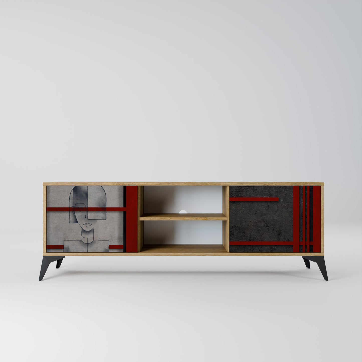 Mobile TV a 2 ante GRAY FIGURES in effetto rovere