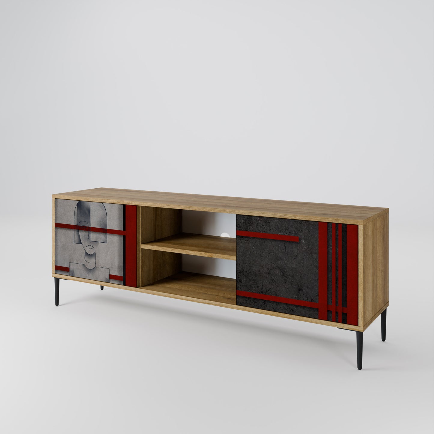 Mobile TV a 2 ante GRAY FIGURES in effetto rovere