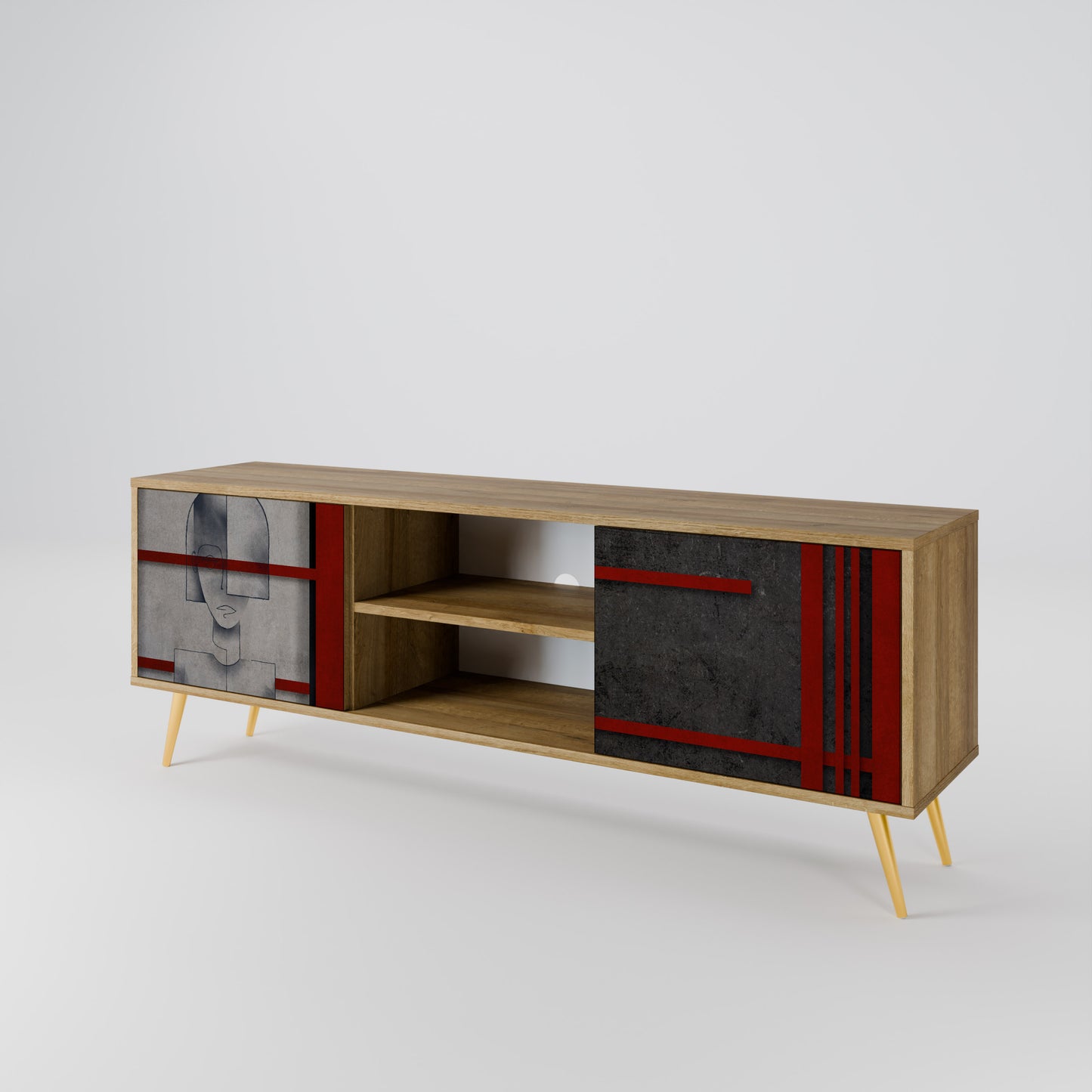 Mobile TV a 2 ante GRAY FIGURES in effetto rovere
