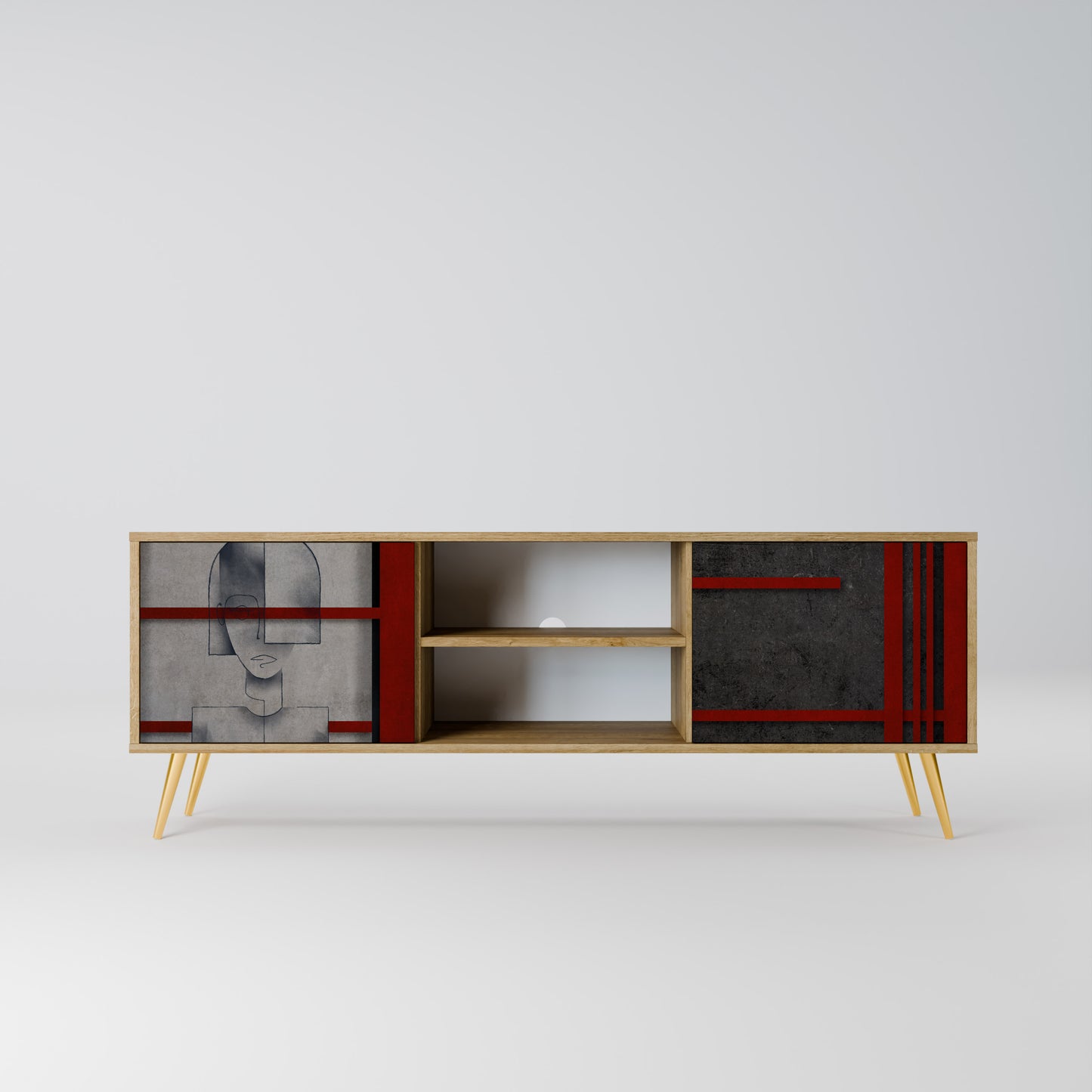 Mobile TV a 2 ante GRAY FIGURES in effetto rovere