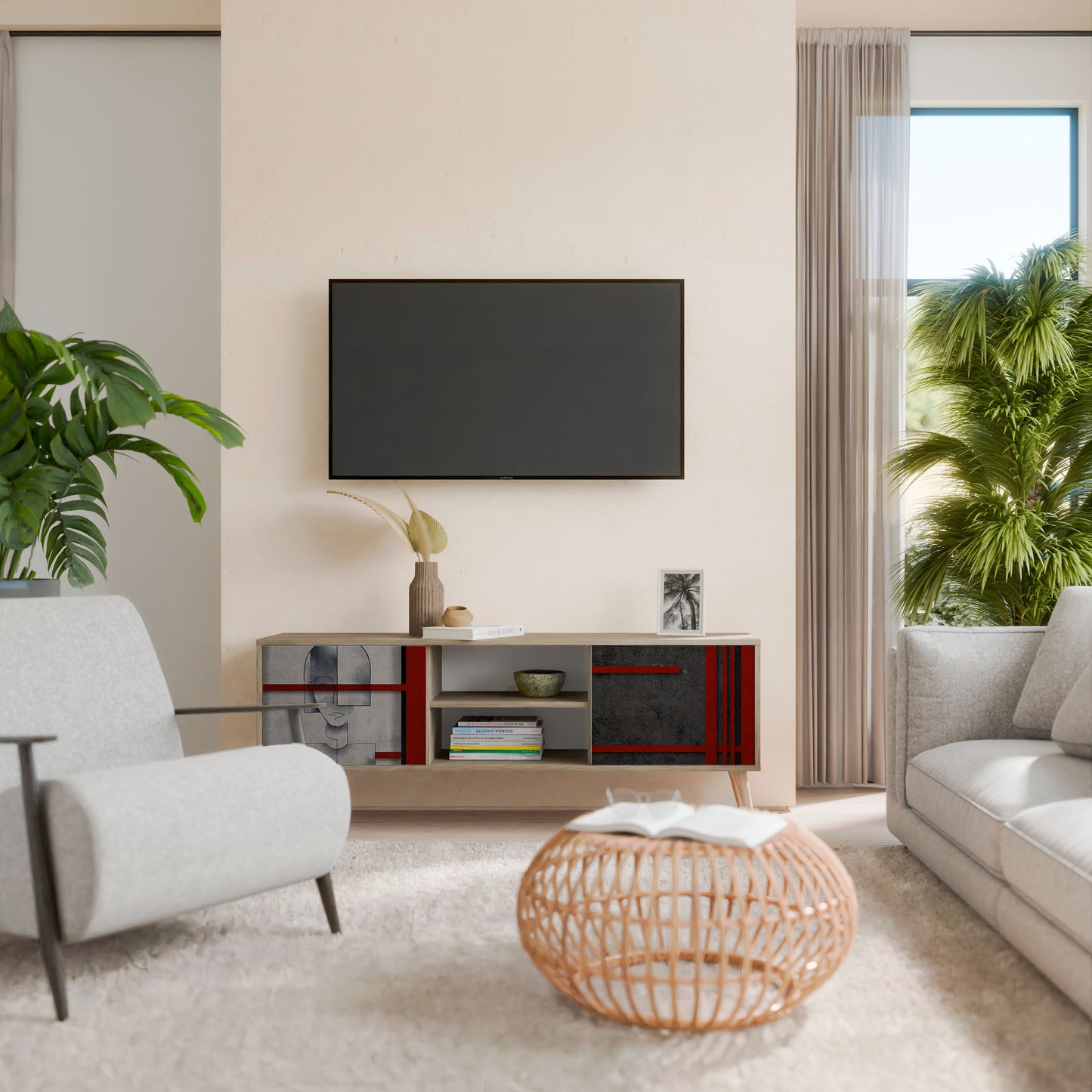 Mobile TV a 2 ante GRAY FIGURES in effetto rovere