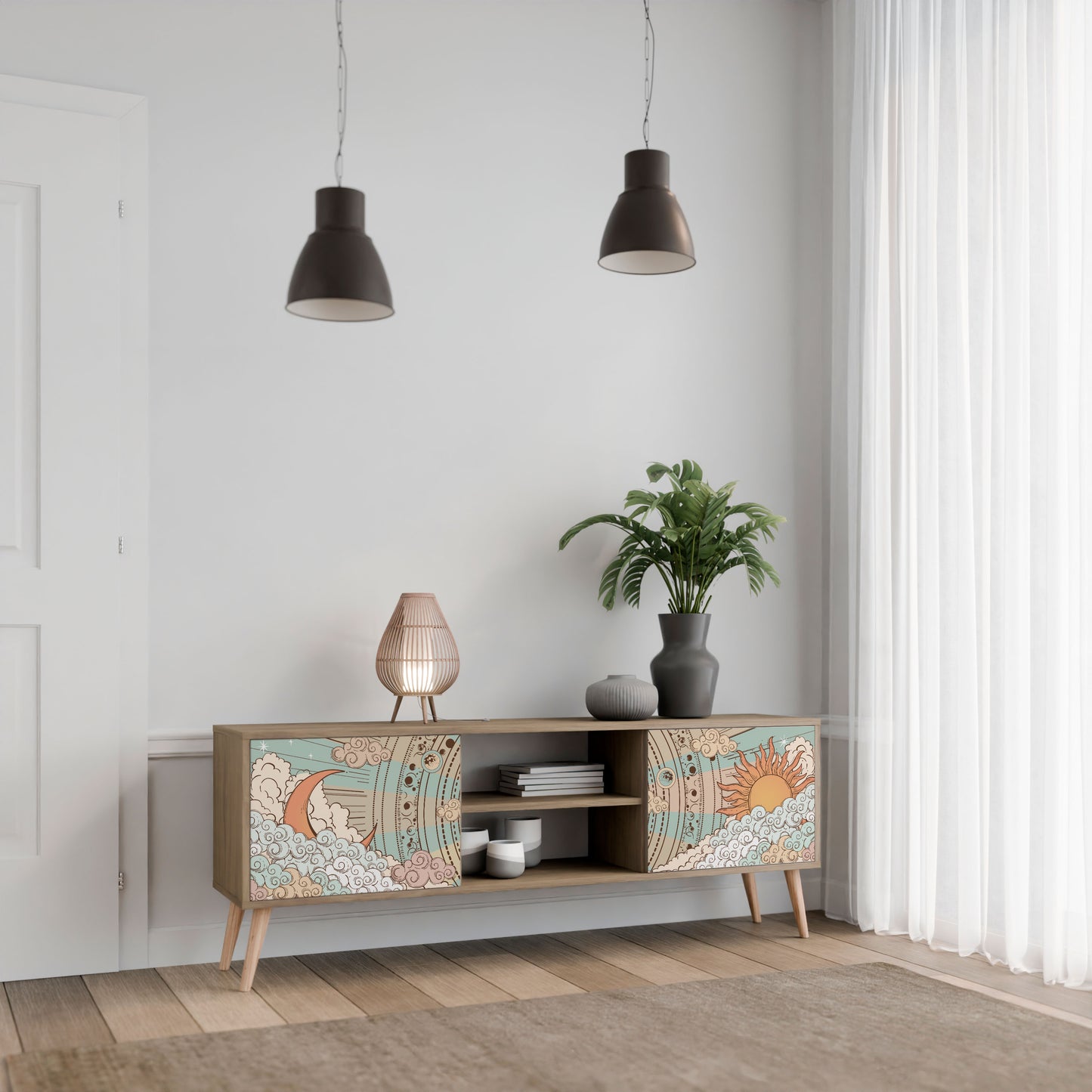 Mobile TV MYSTICAL STRUCTURE a 2 ante effetto rovere
