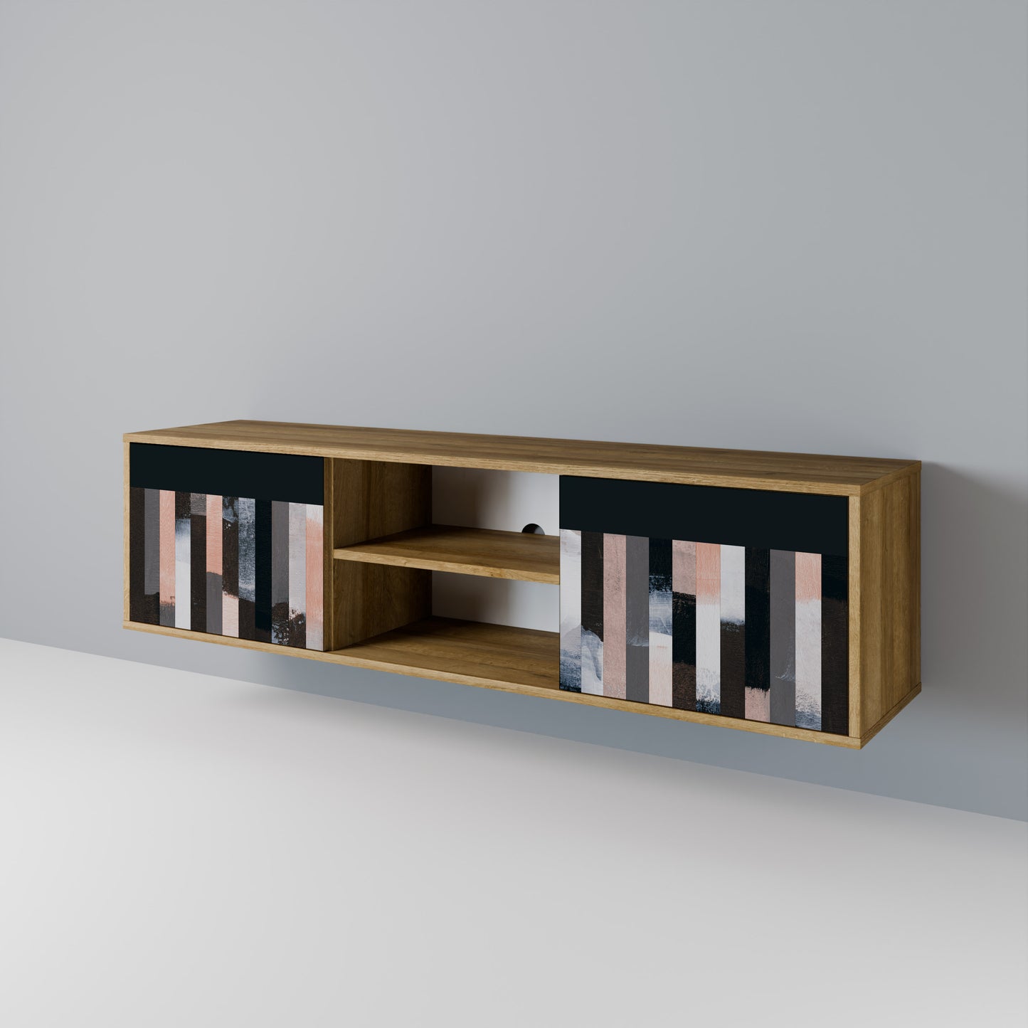 Mobile TV a 2 ante COLLAGE OF RECTANGLES in effetto rovere