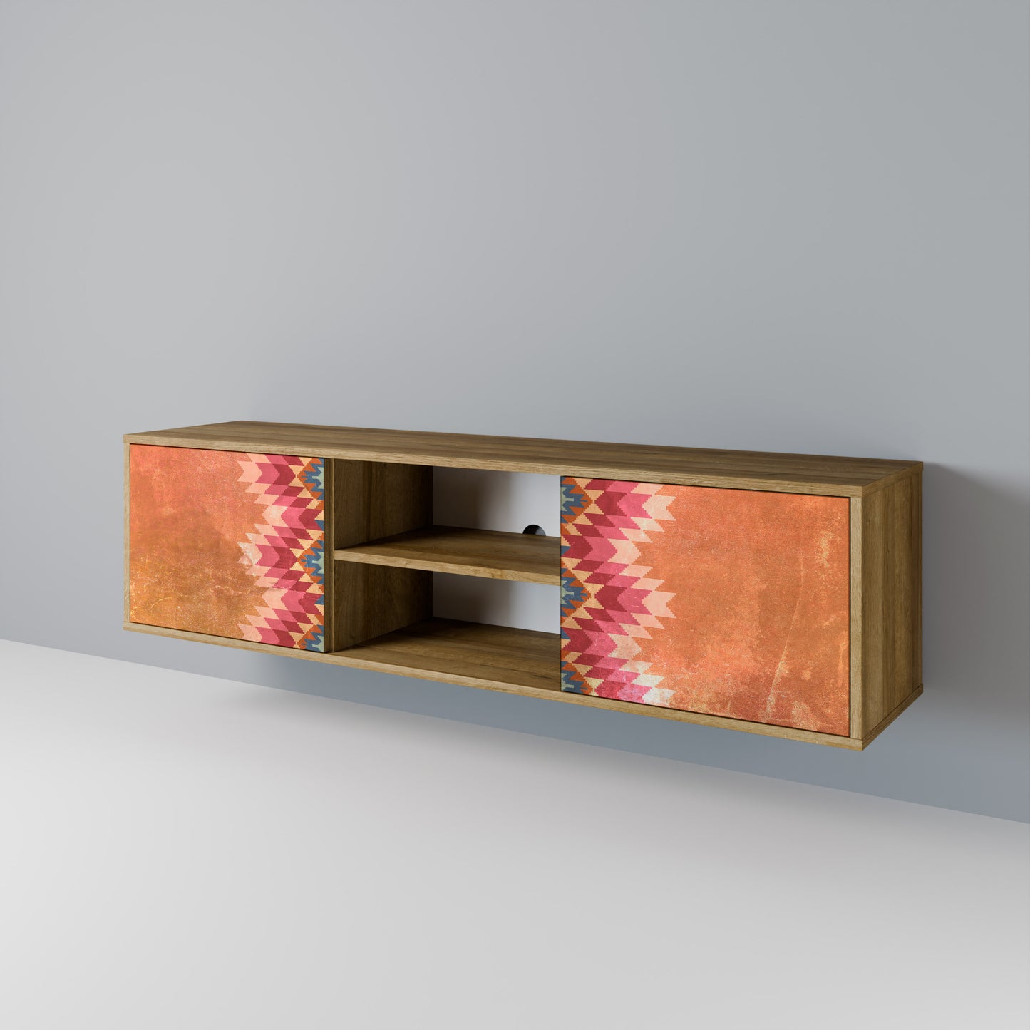 INDIAN FOLK 2-Door TV Stand in Oak Effect