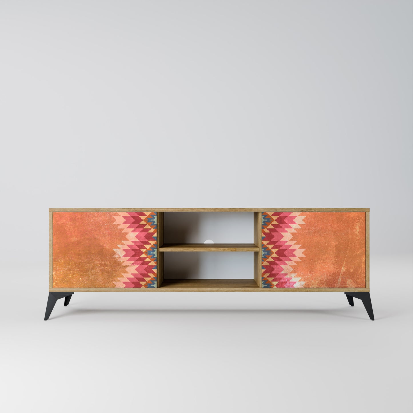 INDIAN FOLK 2-Door TV Stand in Oak Effect