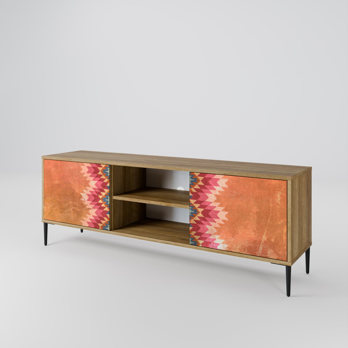 INDIAN FOLK 2-Door TV Stand in Oak Effect