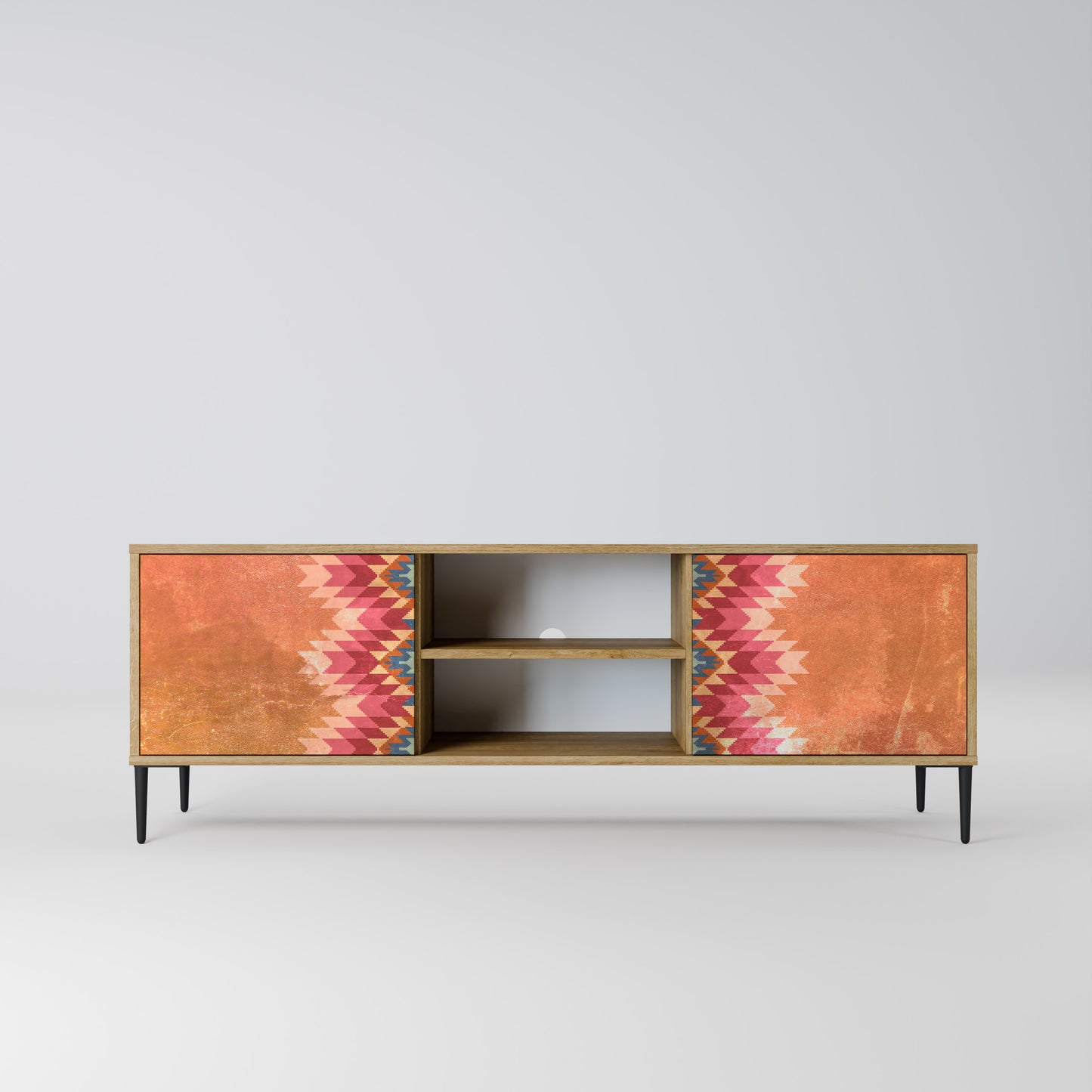 INDIAN FOLK 2-Door TV Stand in Oak Effect
