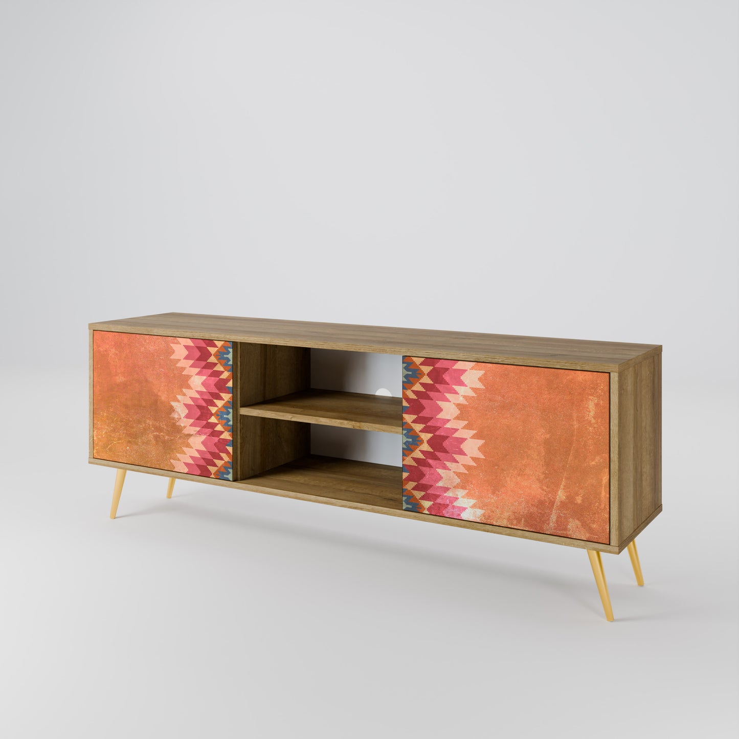 INDIAN FOLK 2-Door TV Stand in Oak Effect
