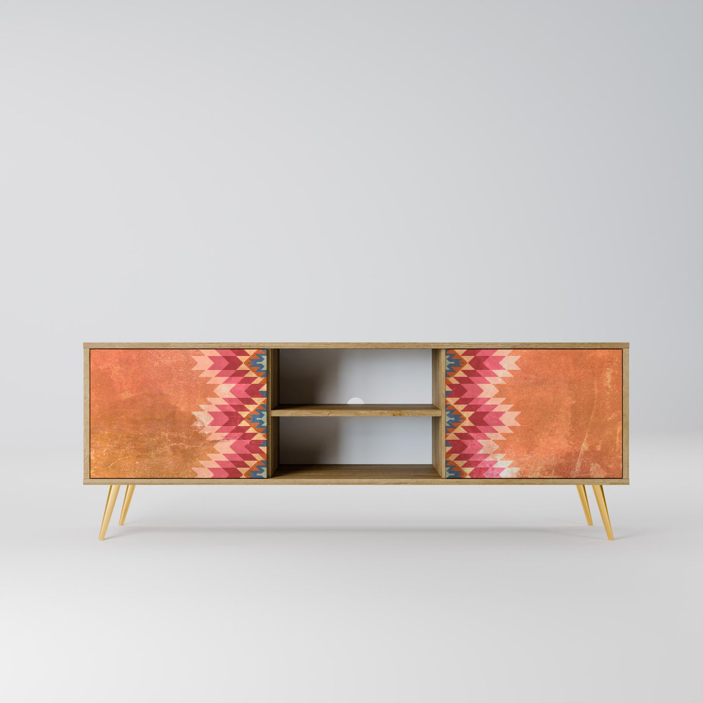 INDIAN FOLK 2-Door TV Stand in Oak Effect