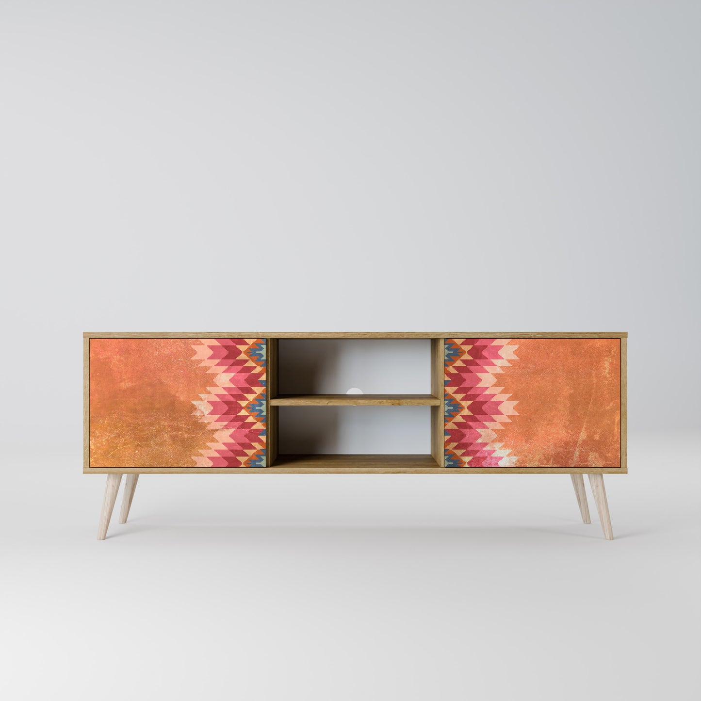 INDIAN FOLK 2-Door TV Stand in Oak Effect