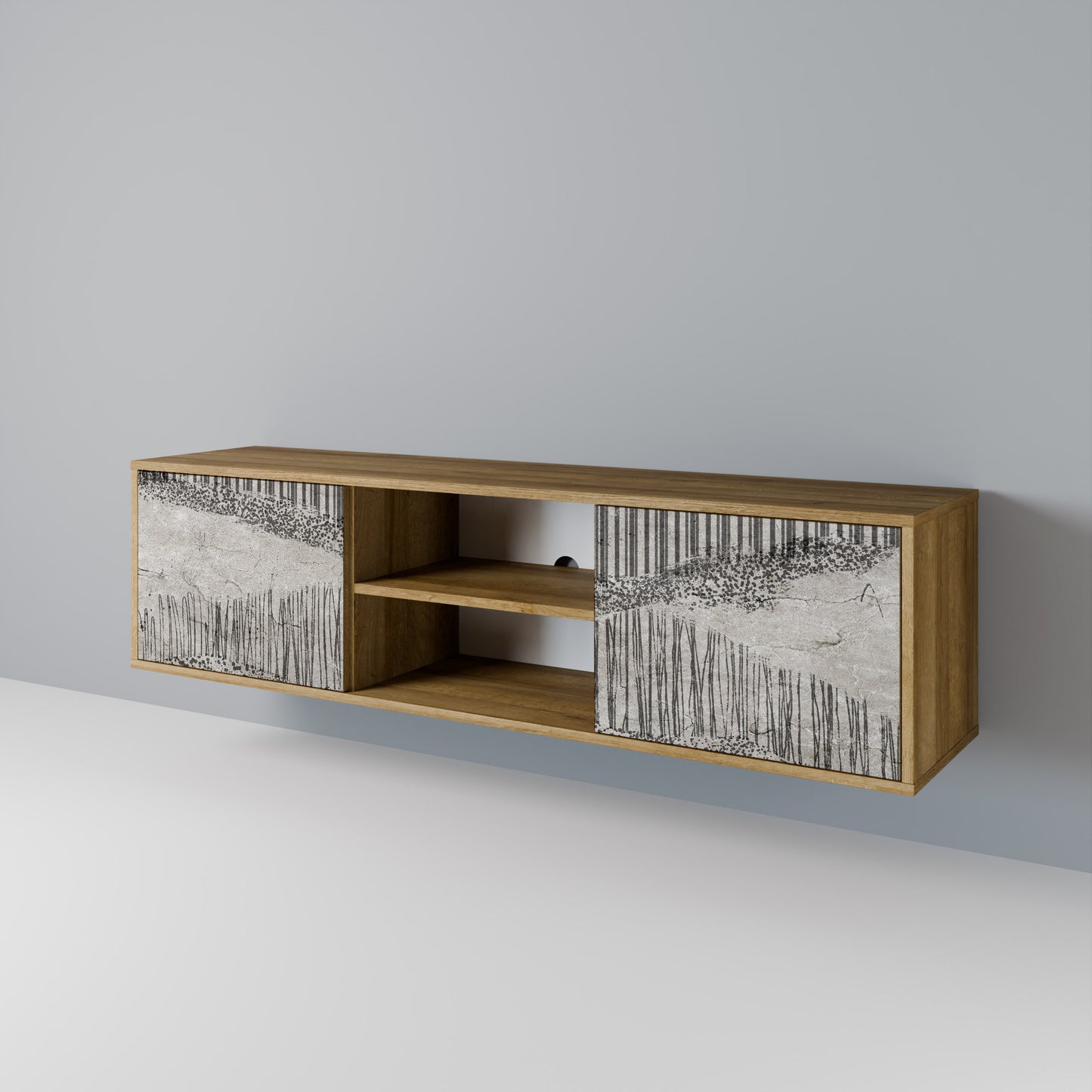 Mobile TV a 2 ante GRAIN LINES in effetto rovere