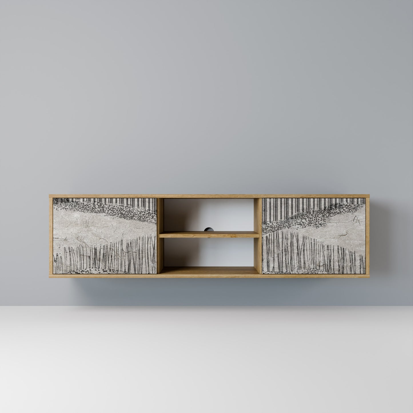 Mobile TV a 2 ante GRAIN LINES in effetto rovere