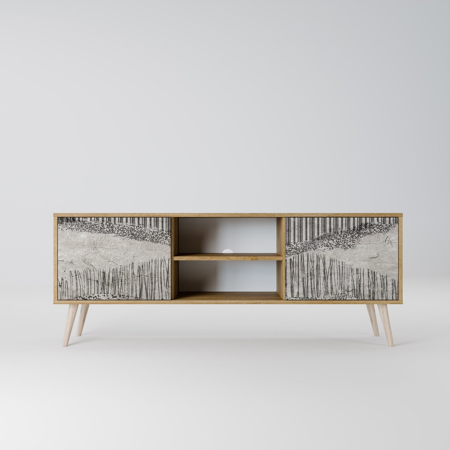 Mobile TV a 2 ante GRAIN LINES in effetto rovere