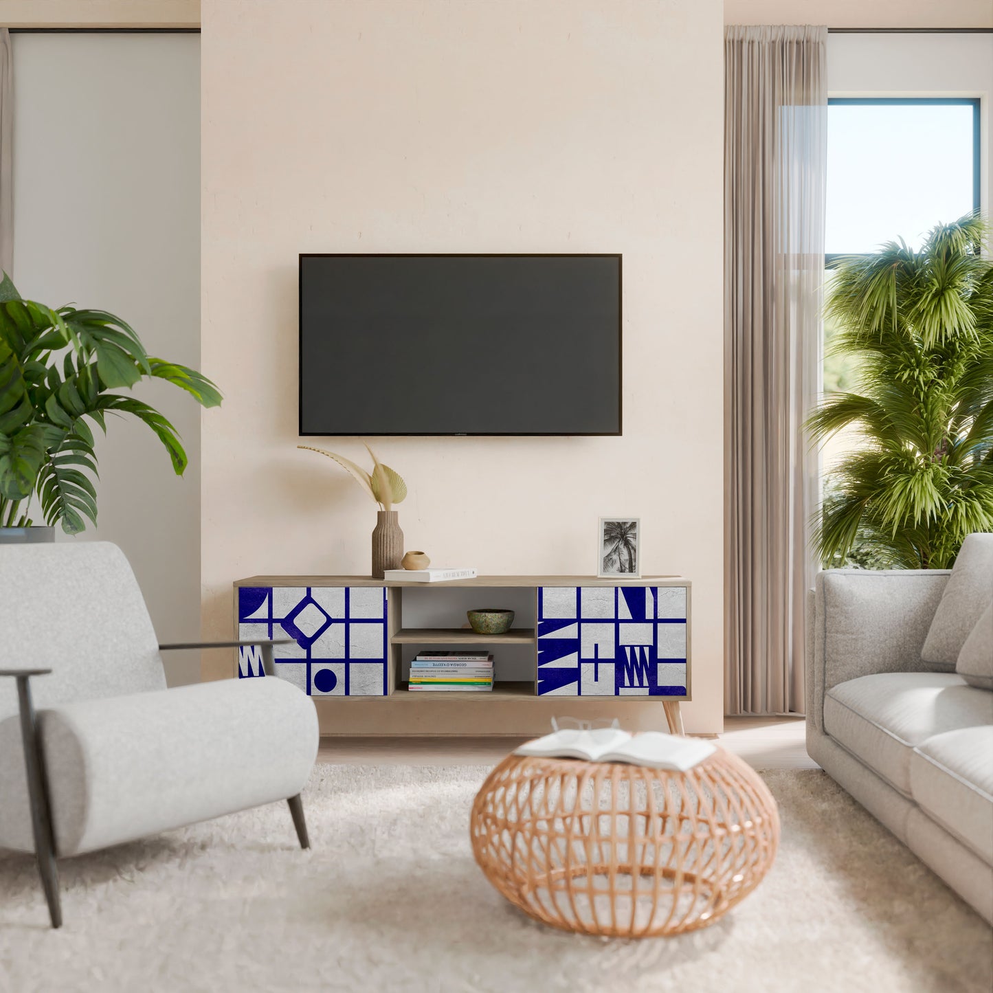 THE RIGHT PLACES 2-Door TV Stand in Oak Effect