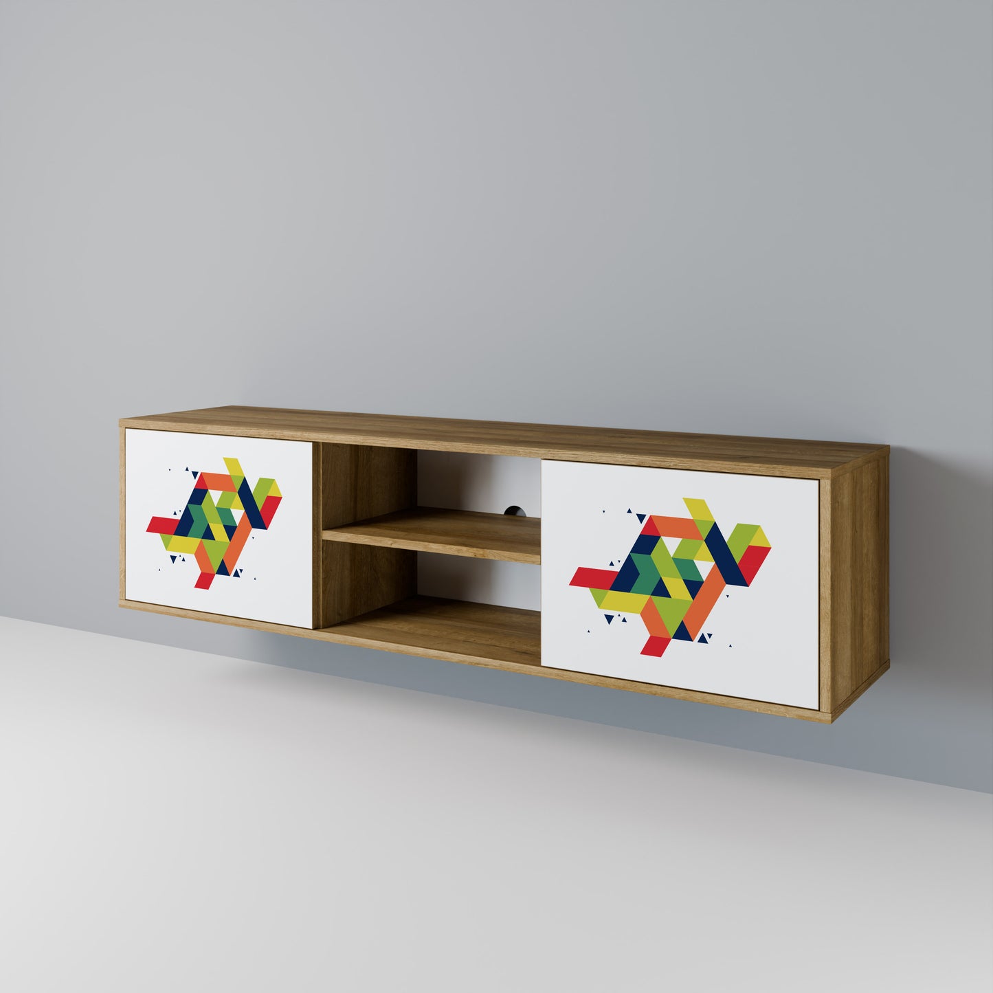 FUTURE SIGN 2-Door TV Stand in Oak Effect