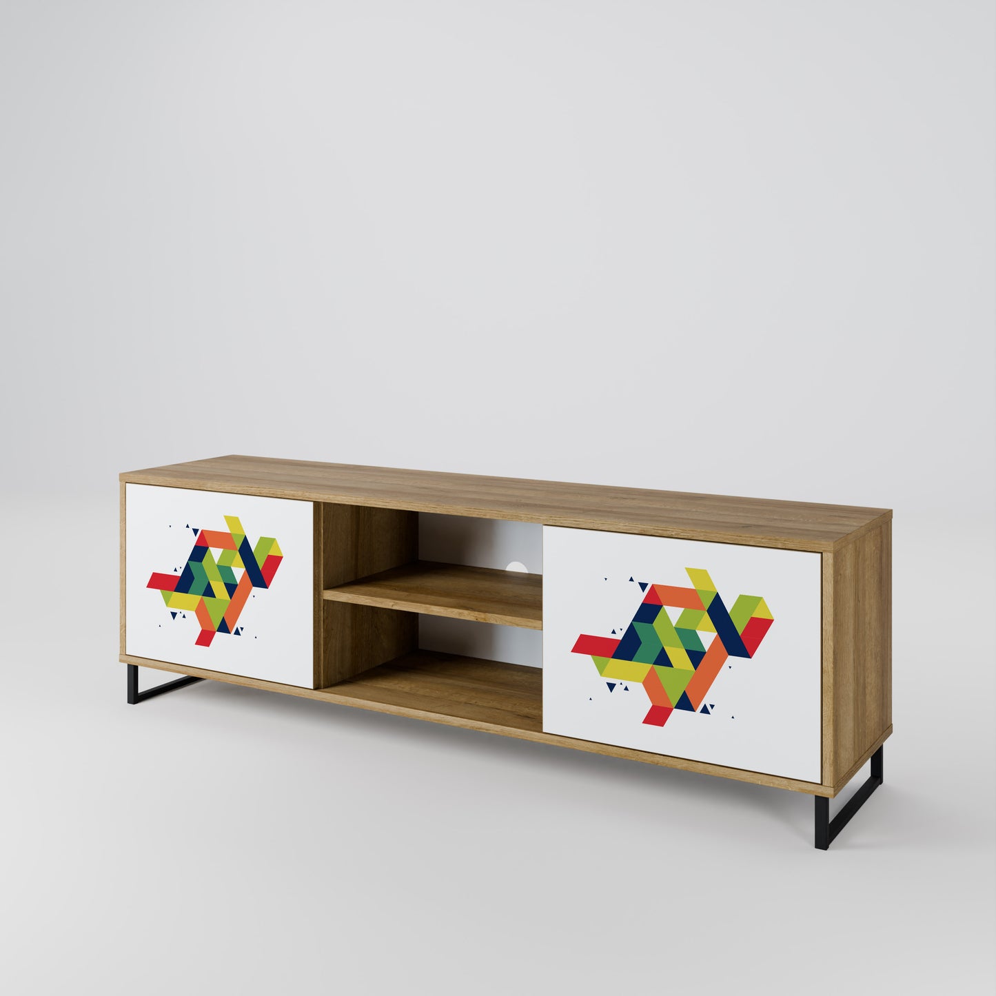 FUTURE SIGN 2-Door TV Stand in Oak Effect