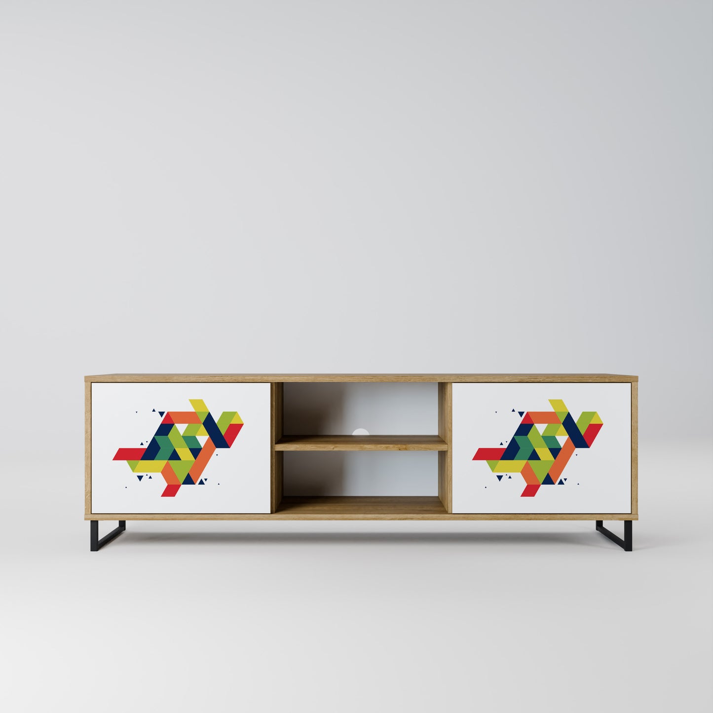 FUTURE SIGN 2-Door TV Stand in Oak Effect