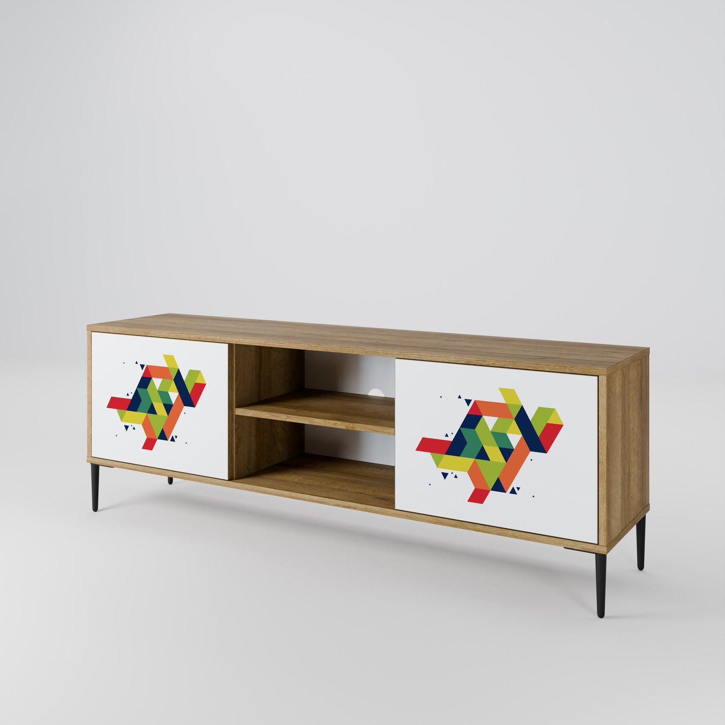 FUTURE SIGN 2-Door TV Stand in Oak Effect
